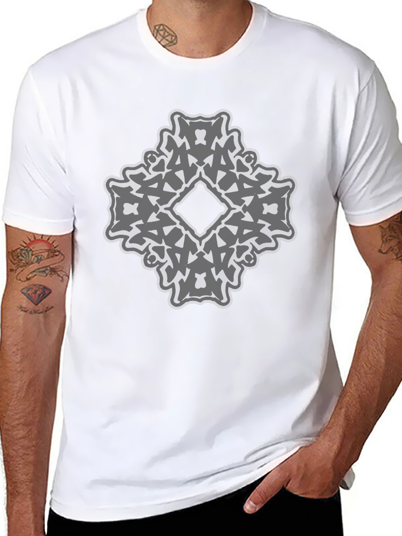Geometric Graphic Print Black Tee