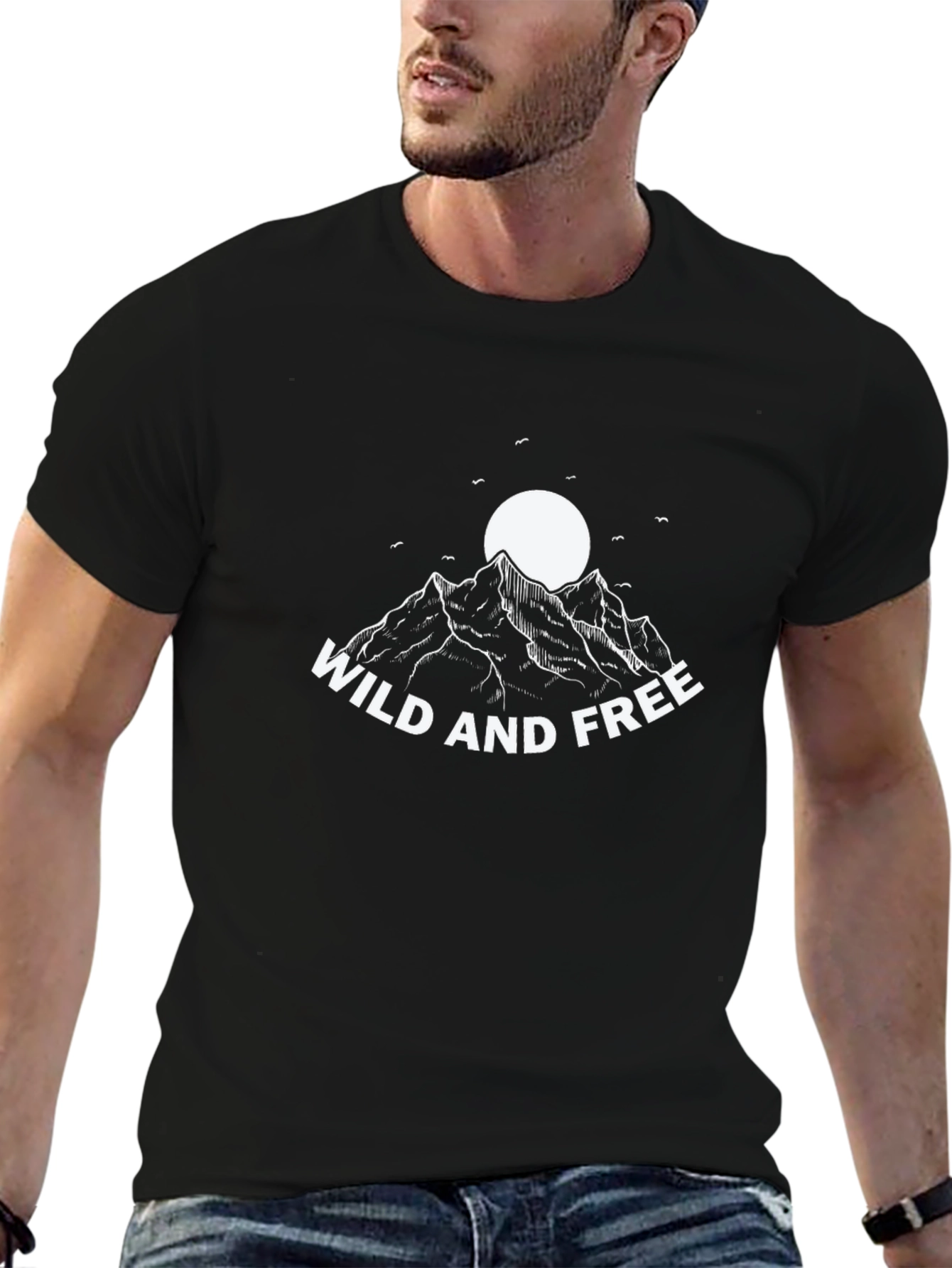 Wild and Free Mountain T-Shirt - Black