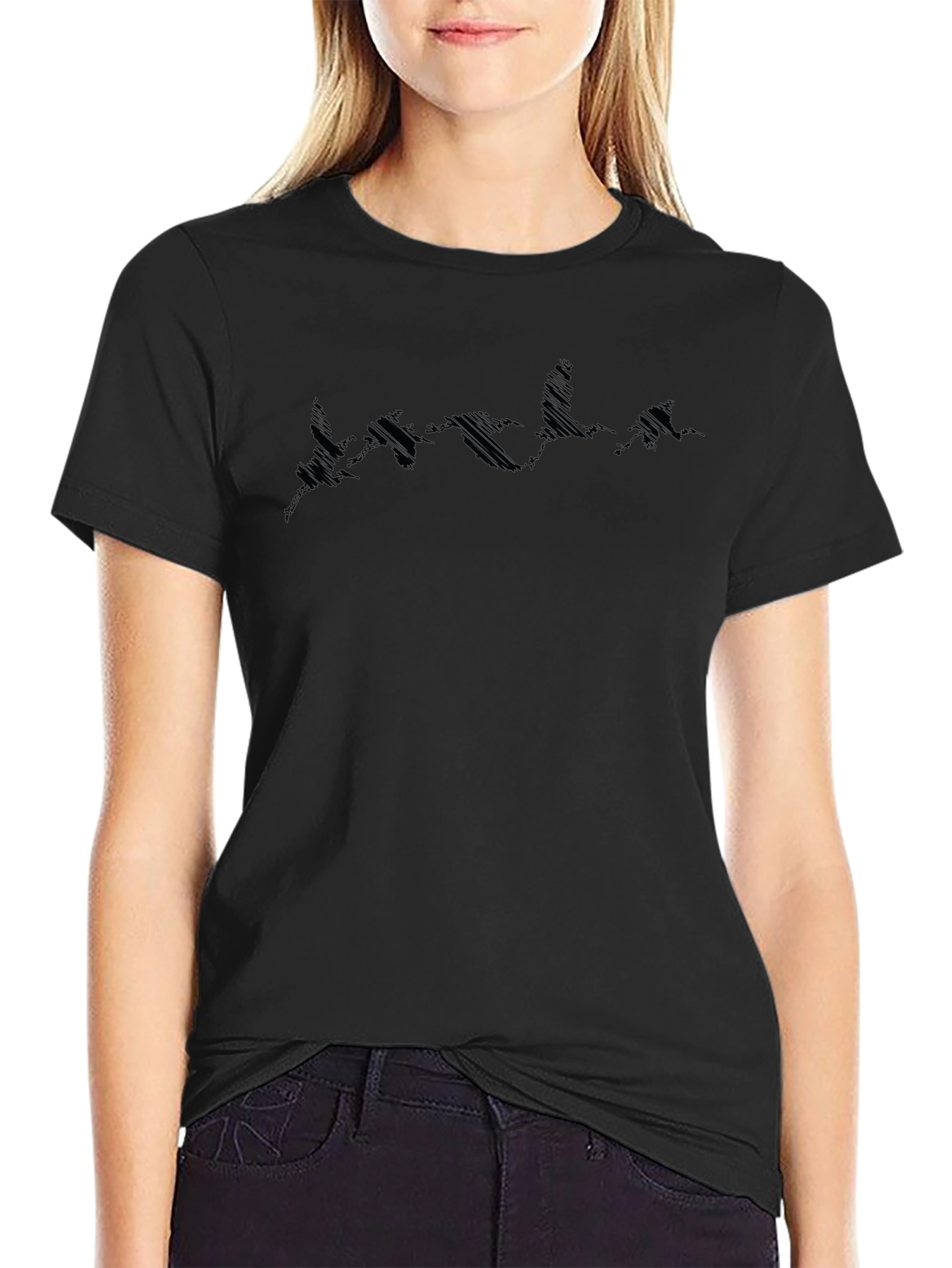 Mens Black Graphic Tee - Flying Geese Design