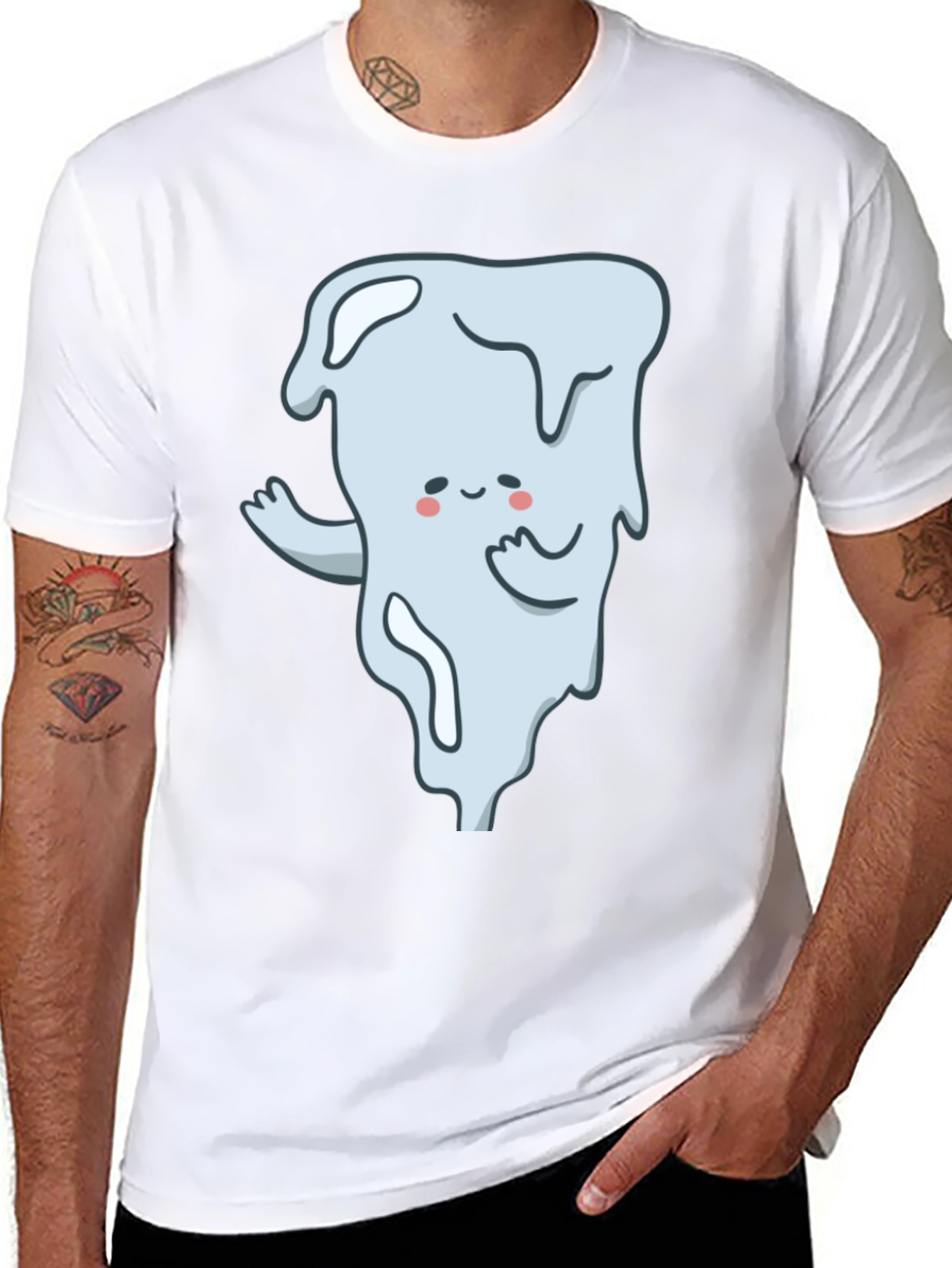 Cute Ghost Graphic T-Shirt - Black Cotton Tee