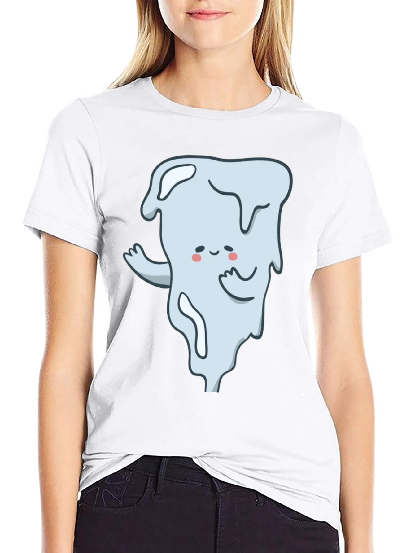 Cute Ghost Graphic T-Shirt - Black Cotton Tee