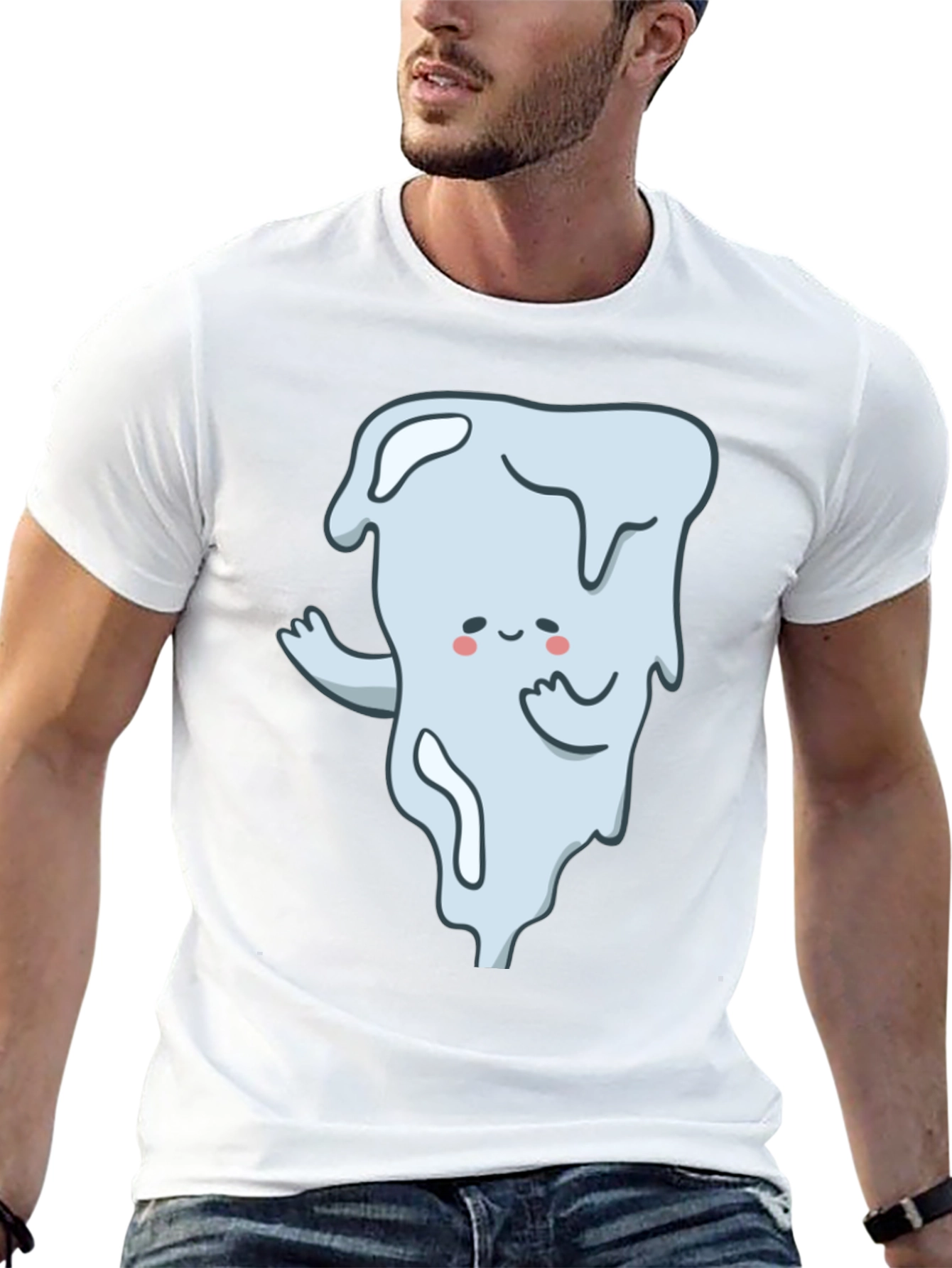 Cute Ghost Graphic T-Shirt - Black Cotton Tee