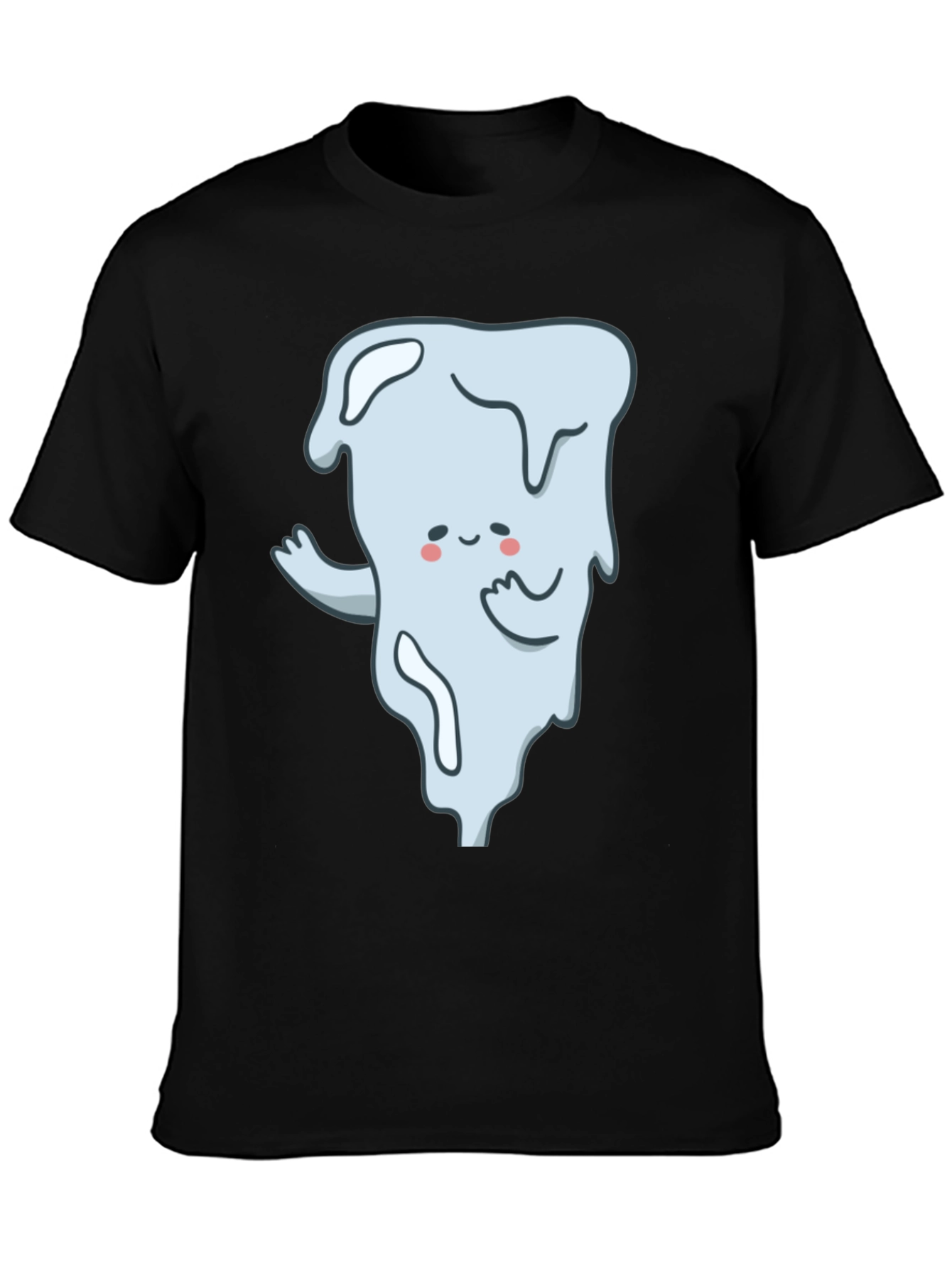 Cute Ghost Graphic T-Shirt - Black Cotton Tee