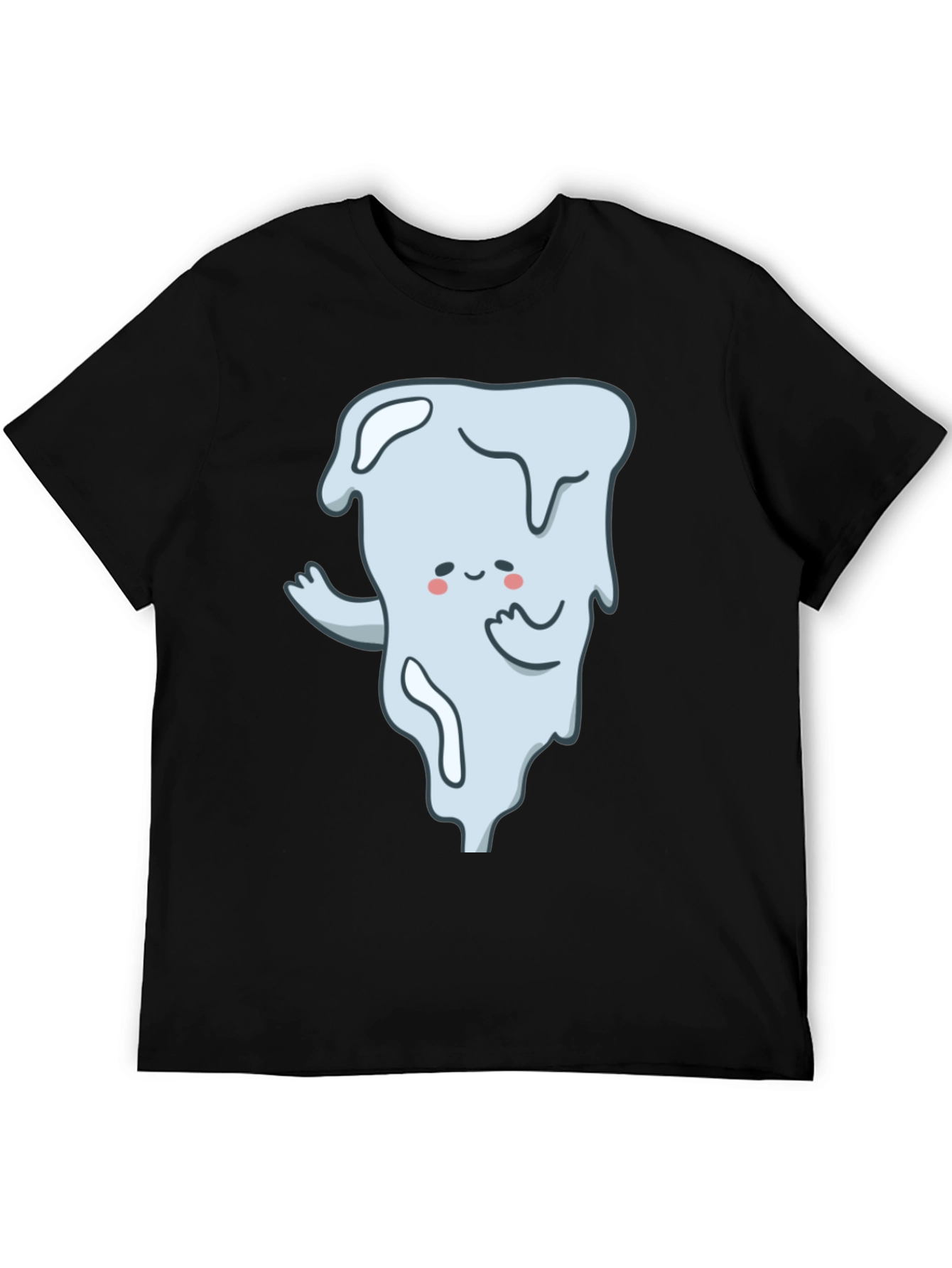 Cute Ghost Graphic T-Shirt - Black Cotton Tee