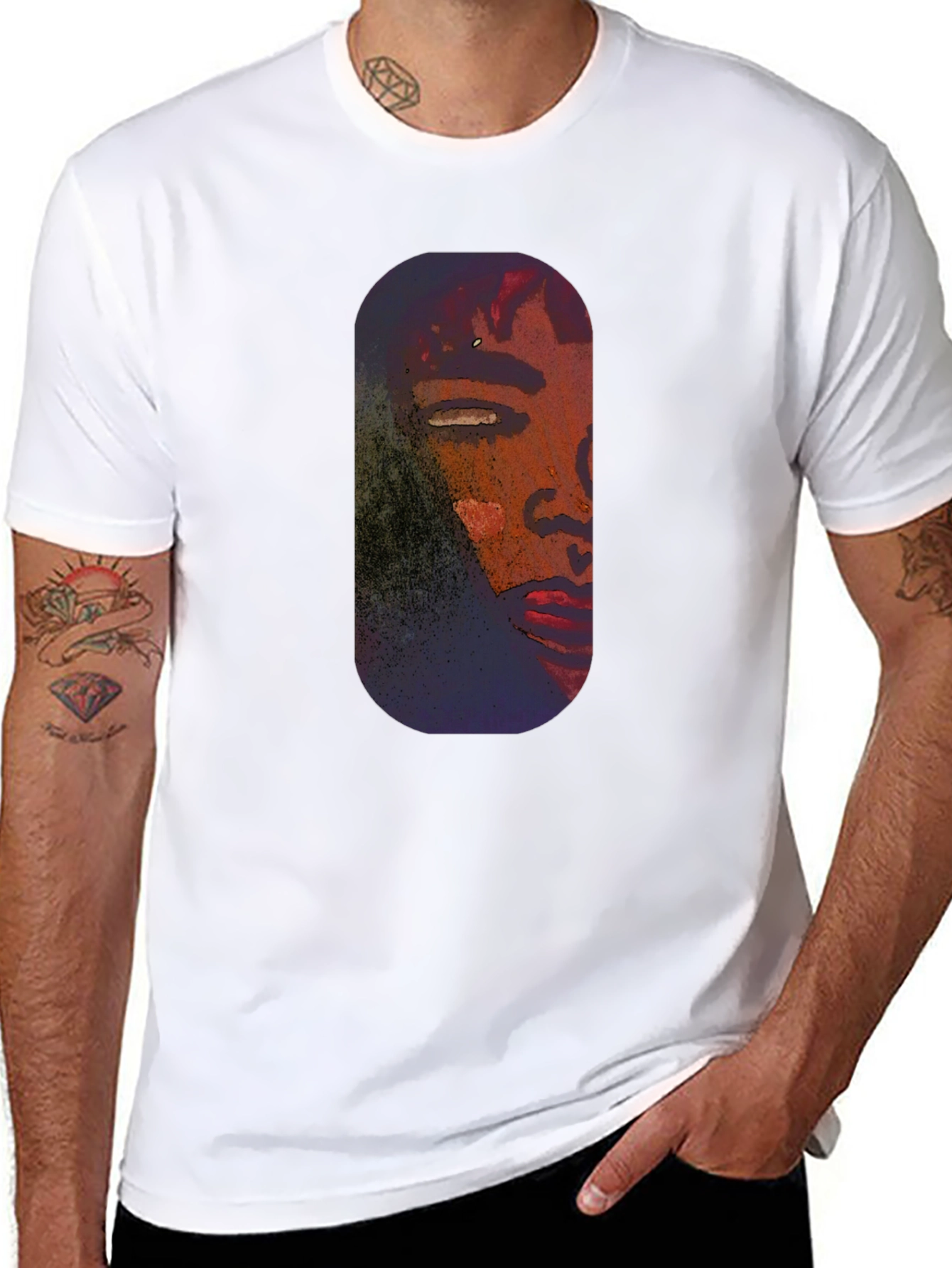 Unique Portrait Graphic Tee - Black