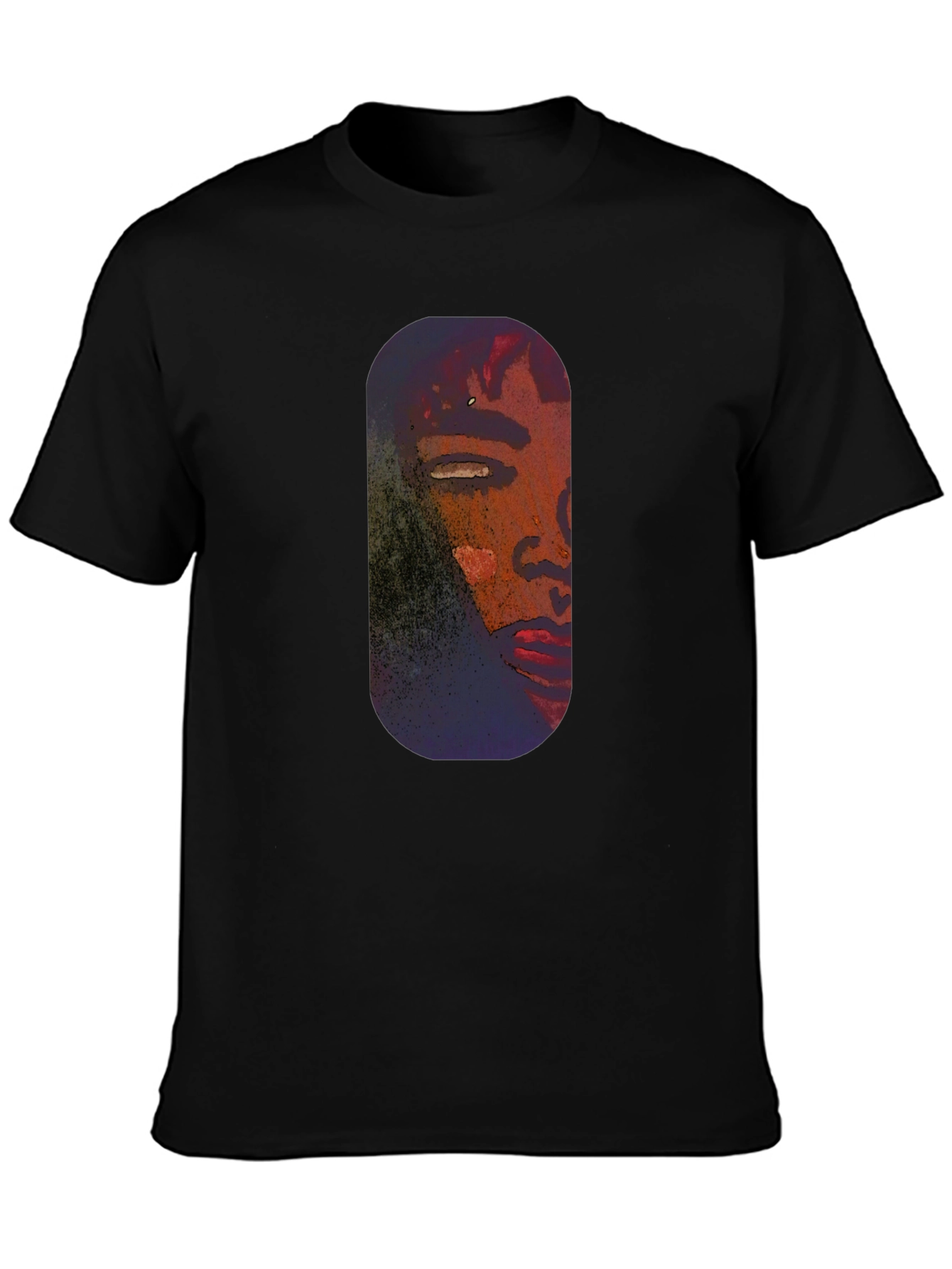 Unique Portrait Graphic Tee - Black