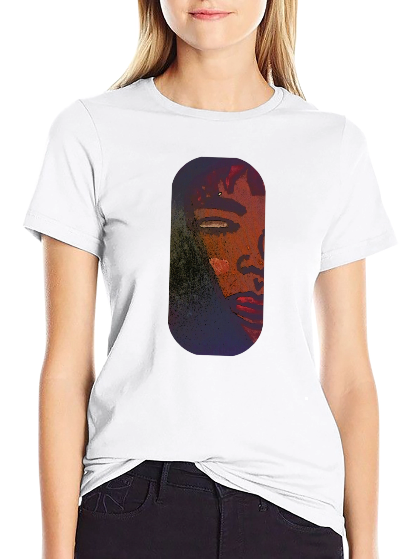 Unique Portrait Graphic Tee - Black