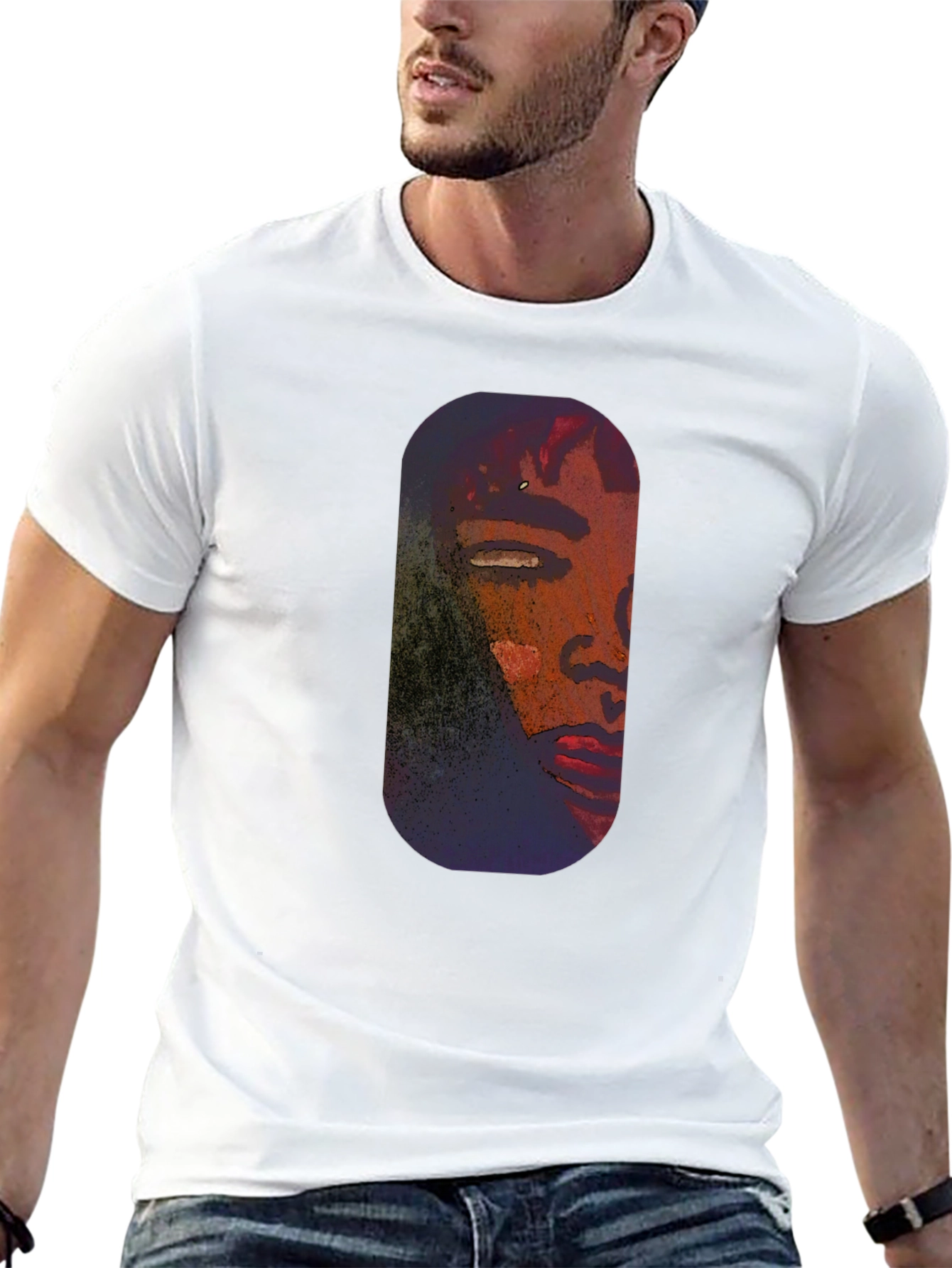 Unique Portrait Graphic Tee - Black
