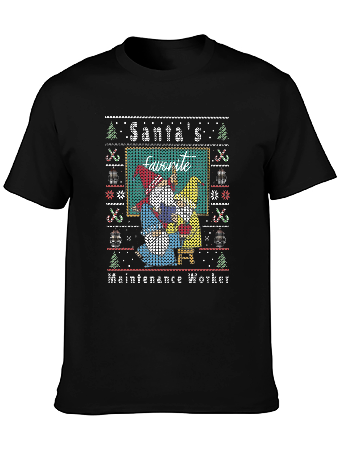 Santas Favorite Maintenance Worker Ugly Christmas T-Shirt