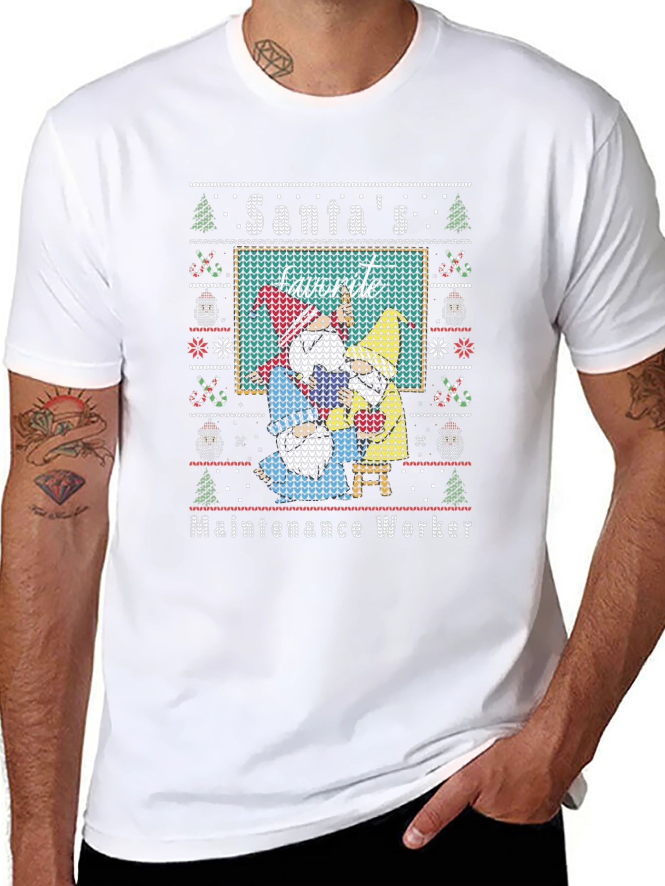 Santas Favorite Maintenance Worker Ugly Christmas T-Shirt