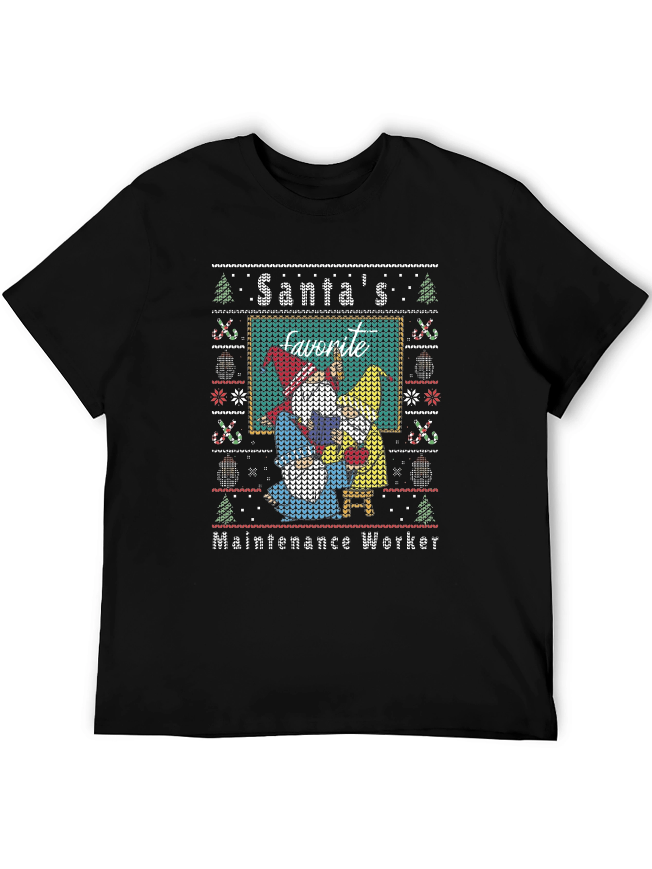 Santas Favorite Maintenance Worker Ugly Christmas T-Shirt