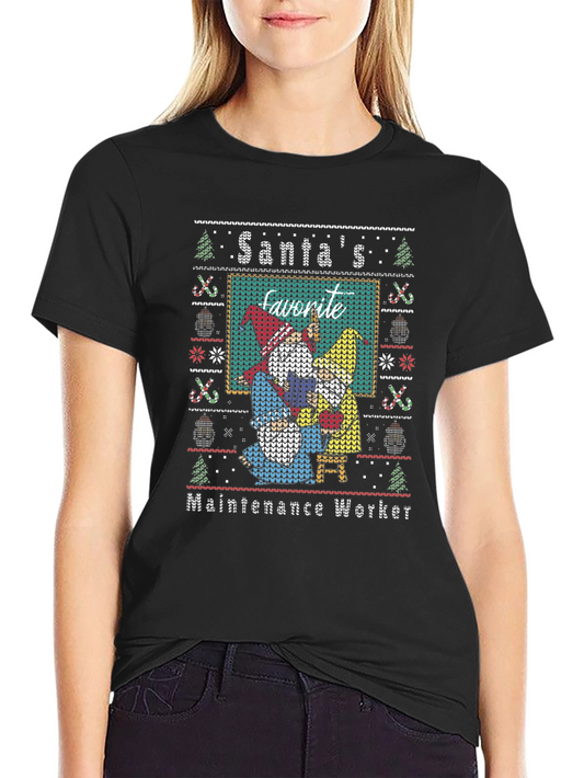 Santas Favorite Maintenance Worker Ugly Christmas T-Shirt