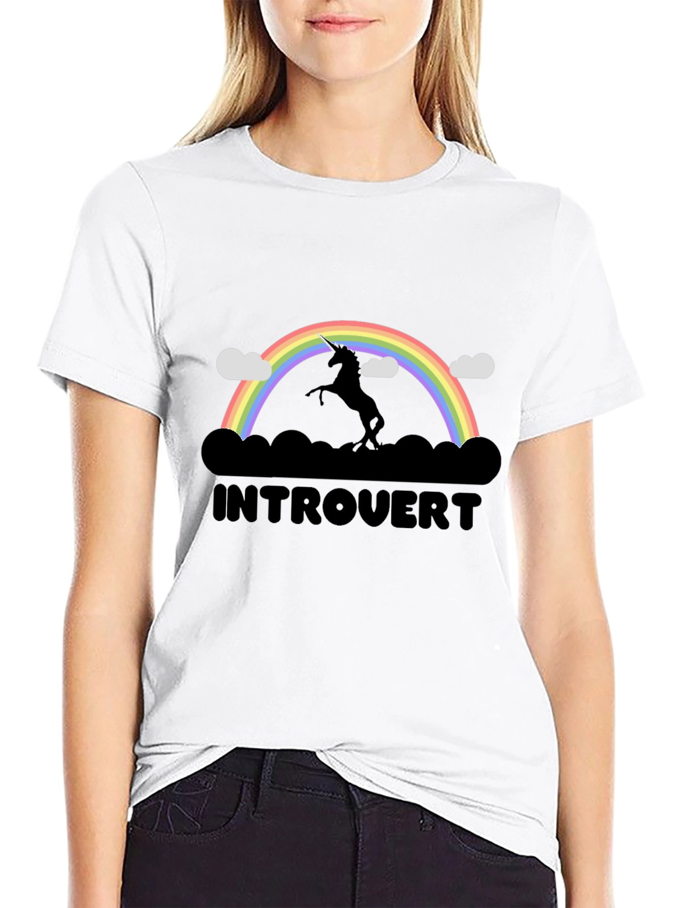 Introvert Unicorn Rainbow Graphic T-Shirt