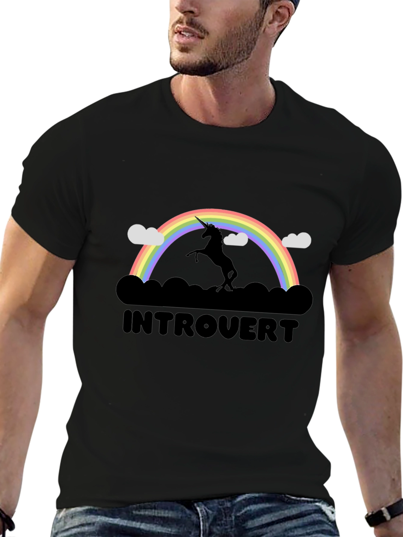 Introvert Unicorn Rainbow Graphic T-Shirt