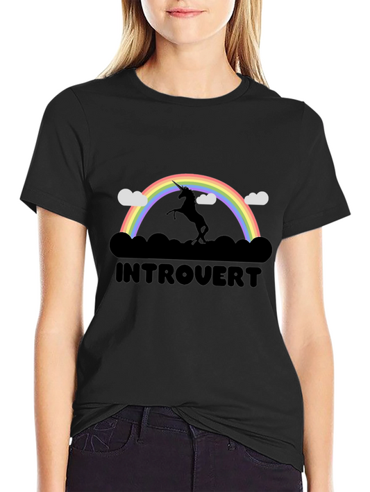 Introvert Unicorn Rainbow Graphic T-Shirt