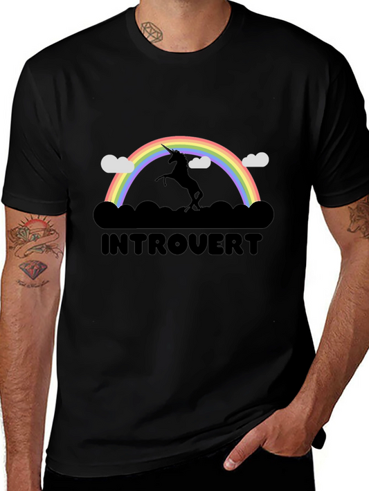 Introvert Unicorn Rainbow Graphic T-Shirt