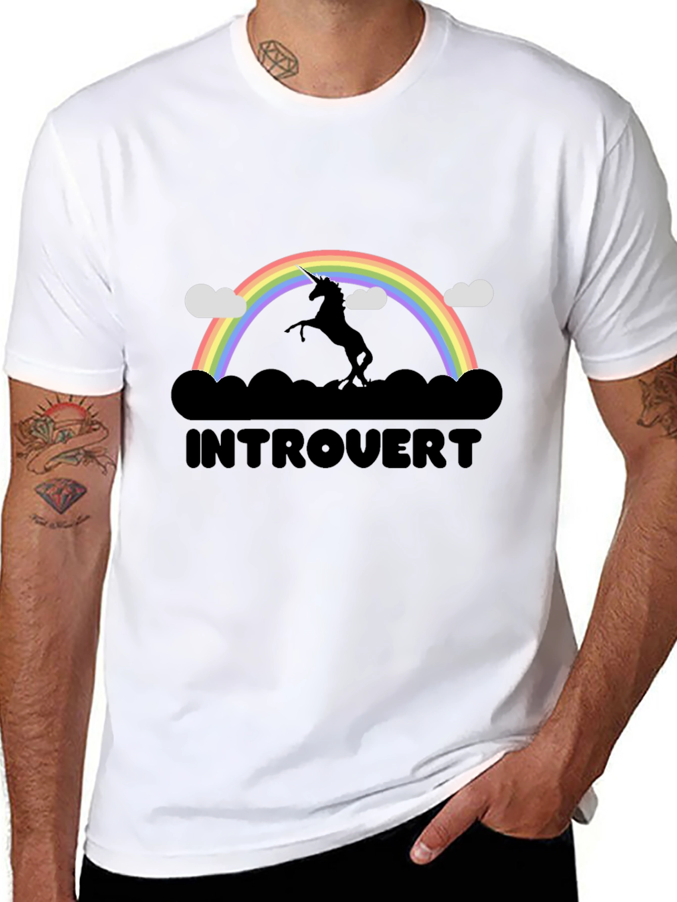 Introvert Unicorn Rainbow Graphic T-Shirt