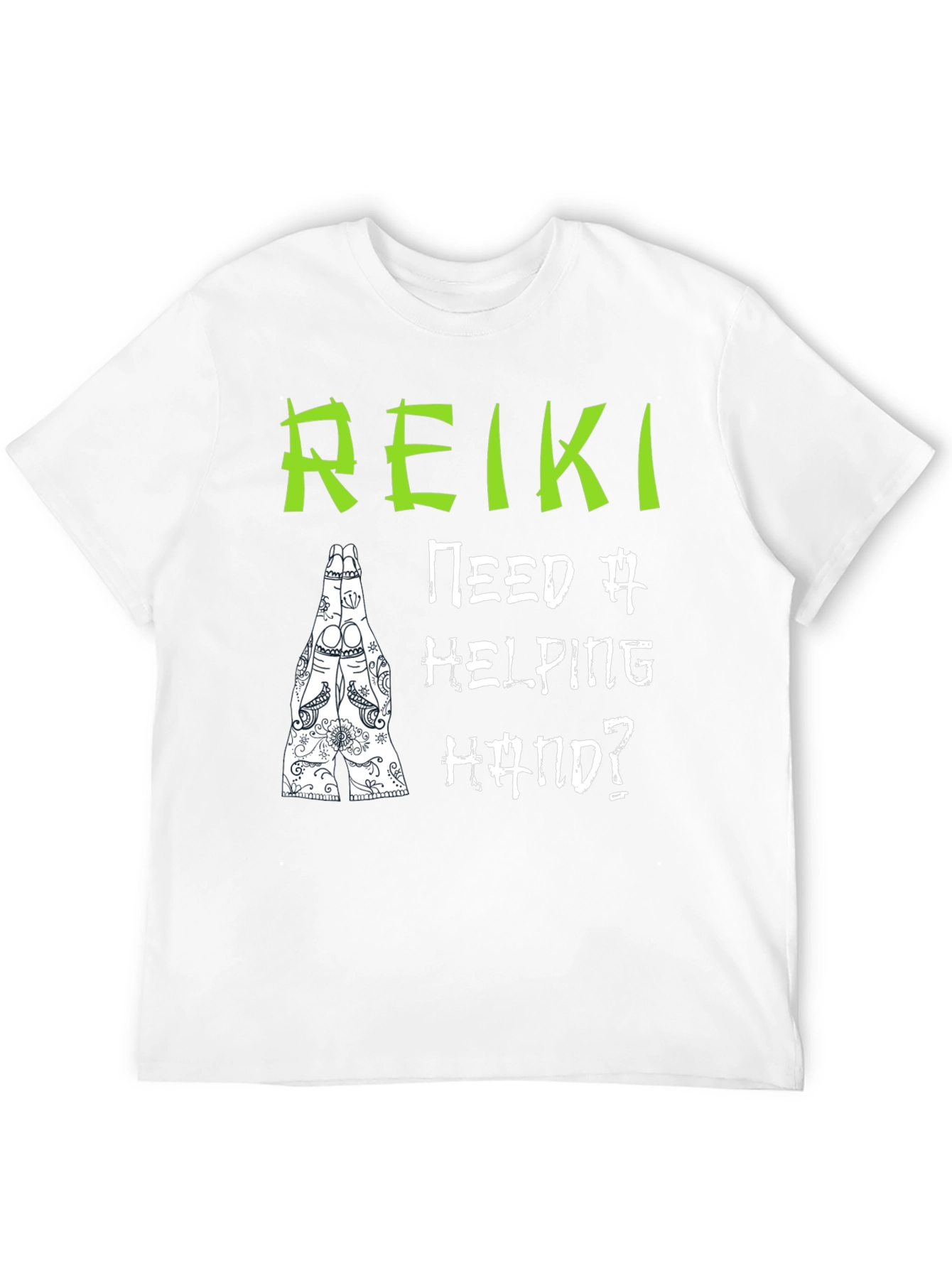 Reiki Helping Hand Black T-Shirt - Spiritual Design