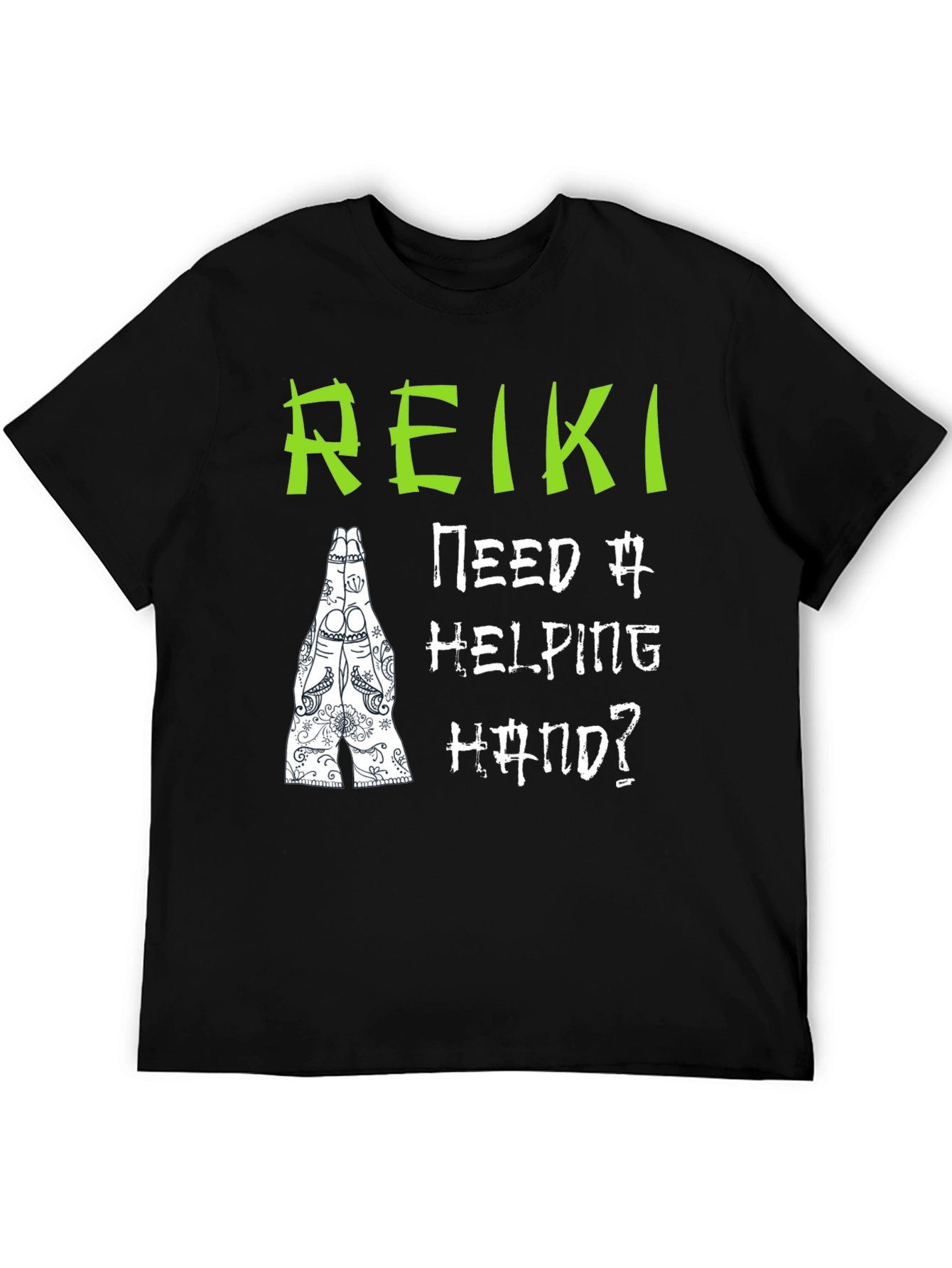 Reiki Helping Hand Black T-Shirt - Spiritual Design