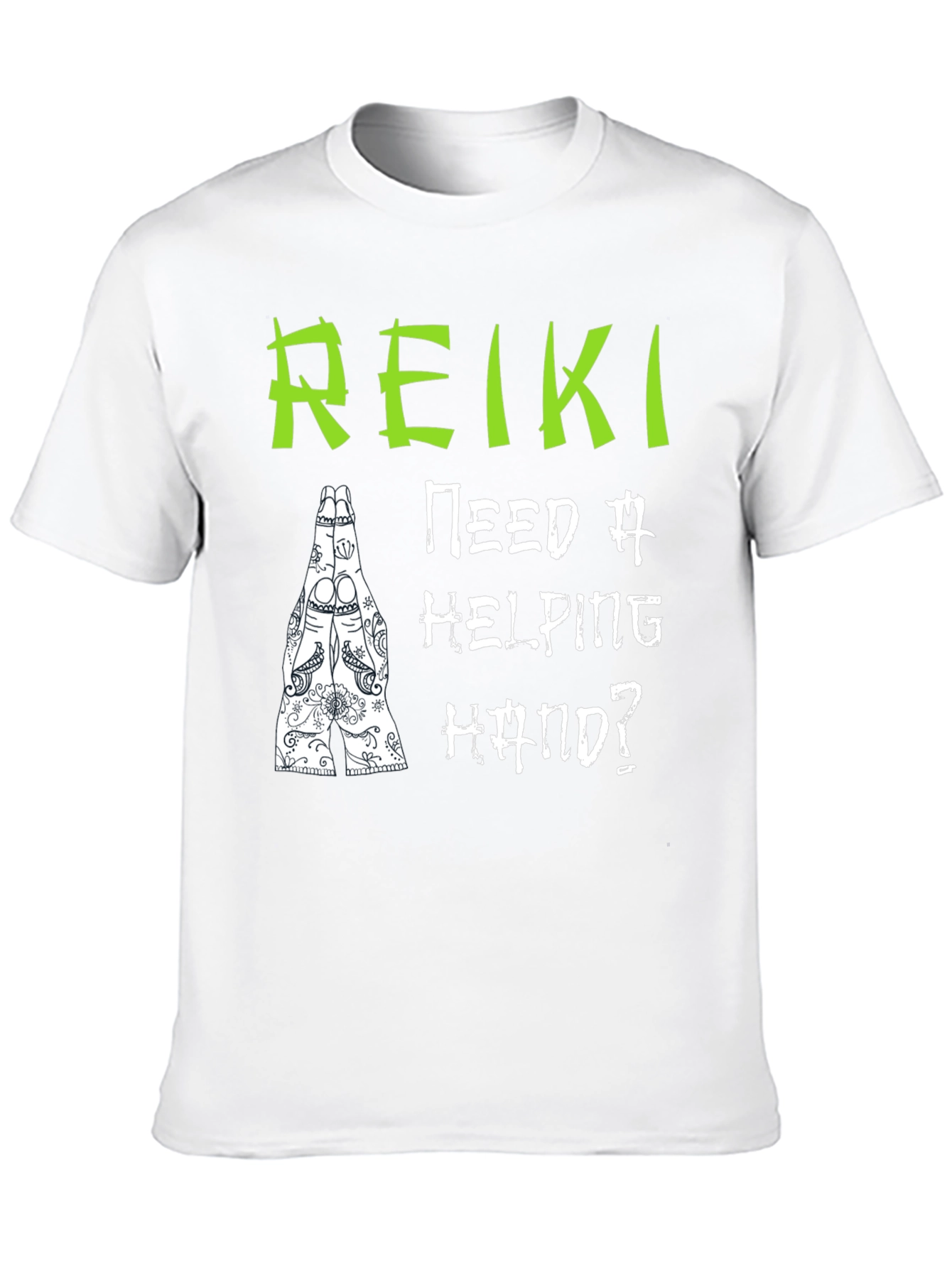 Reiki Helping Hand Black T-Shirt - Spiritual Design