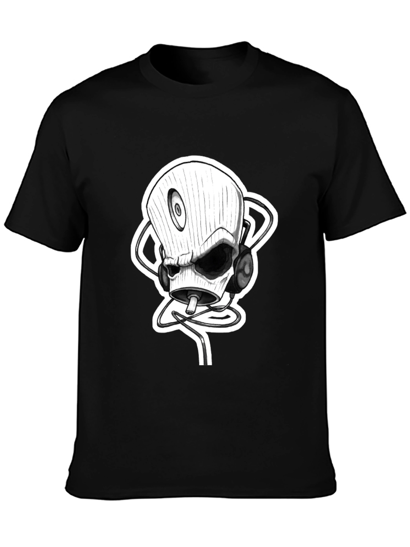 Skull DJ Black T-Shirt - Unique Graphic Tee