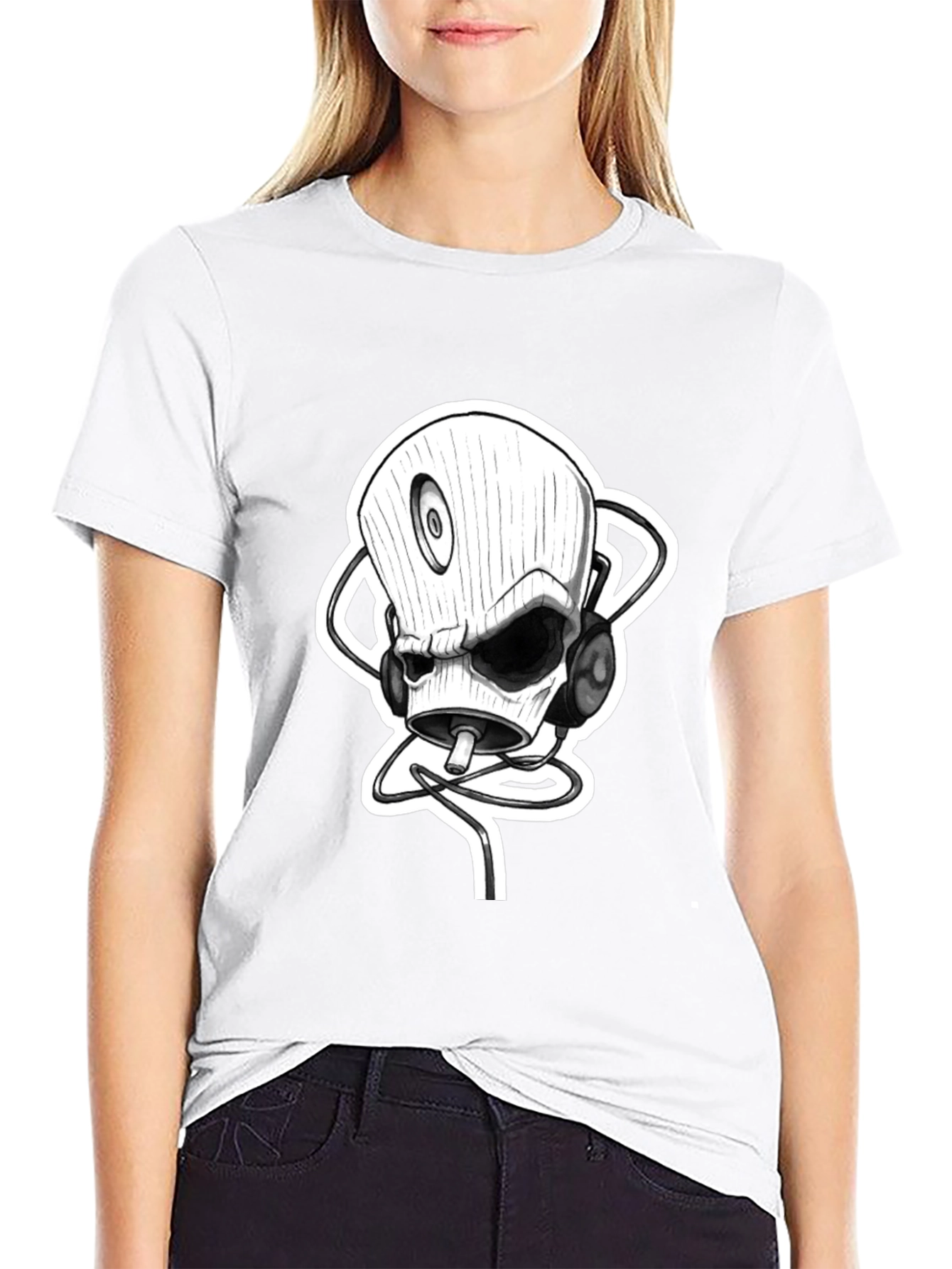 Skull DJ Black T-Shirt - Unique Graphic Tee