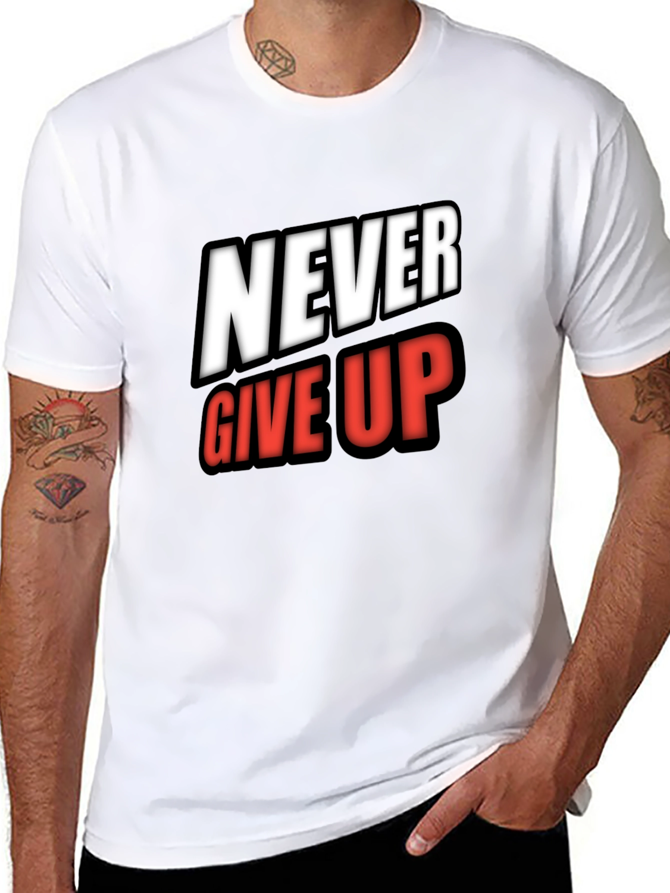 Never Give Up Graphic Tee - Motivational Shirt