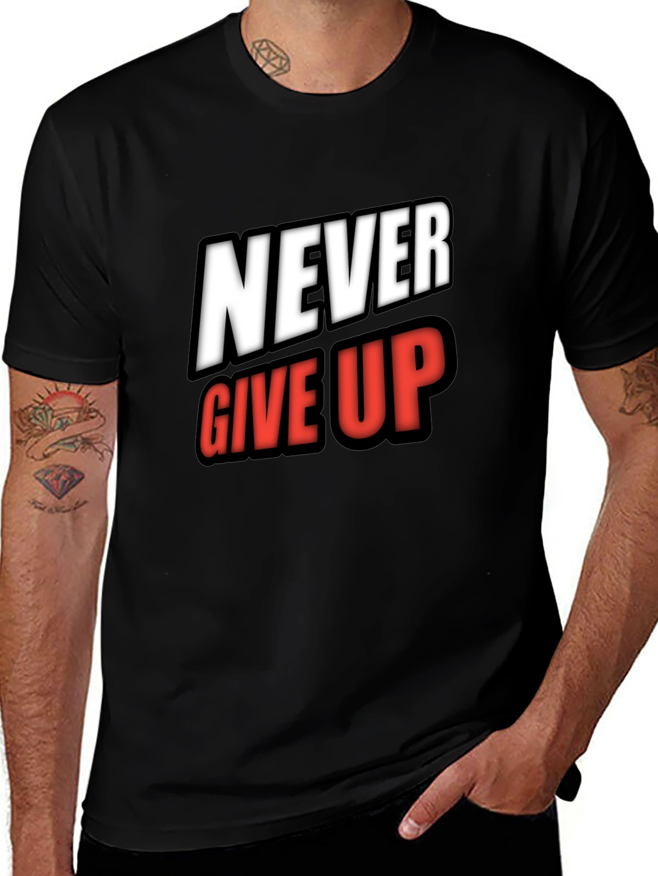 Never Give Up Graphic Tee - Motivational Shirt
