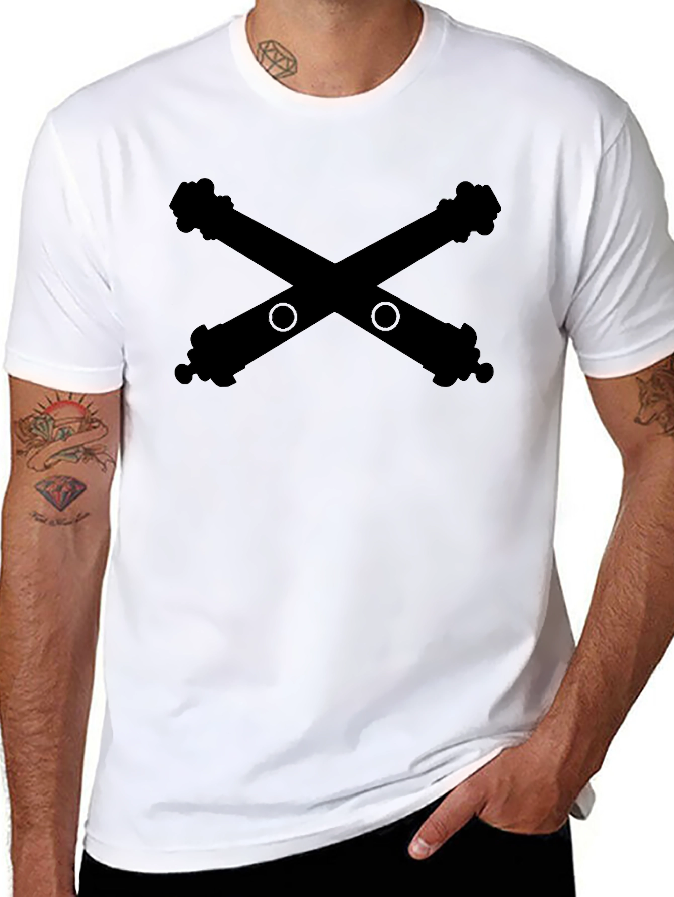 Crossed Cannons Graphic Tee - Black