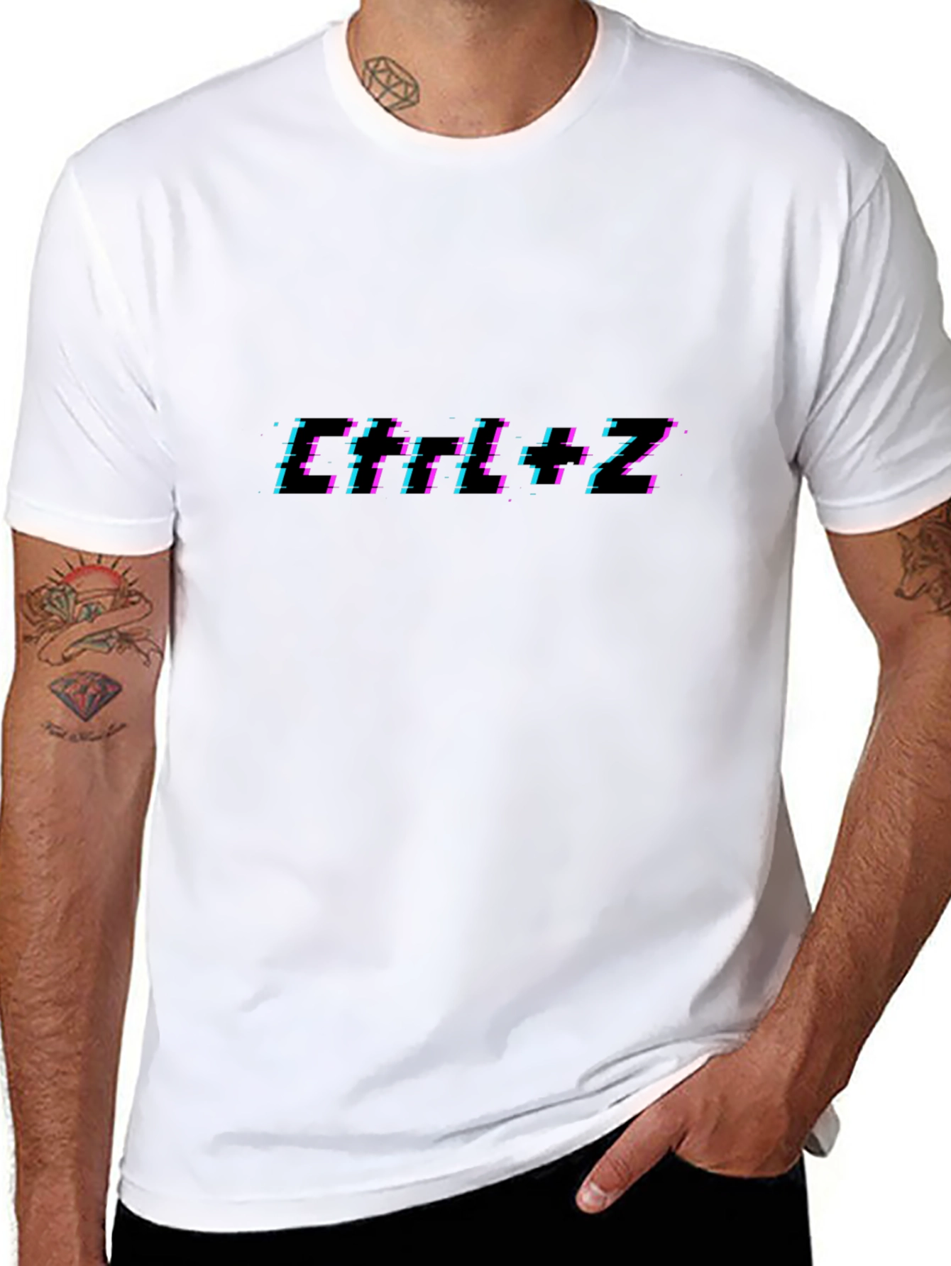 Retro Glitch Text Graphic Tee - Black