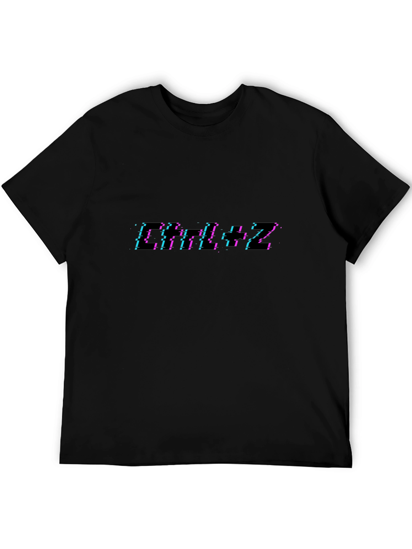 Retro Glitch Text Graphic Tee - Black