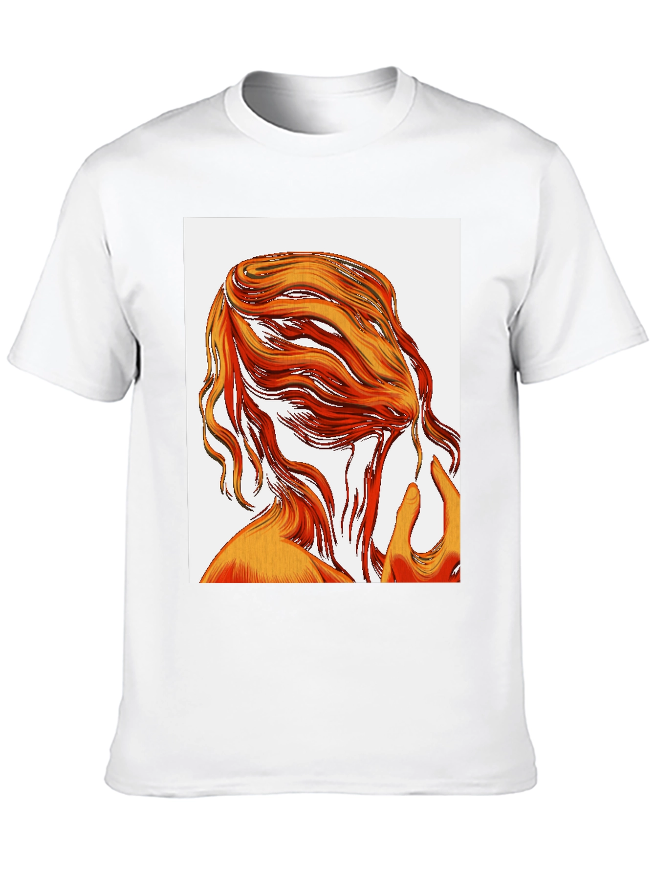 Abstract Hair Graphic Tee - Black Cotton T-Shirt