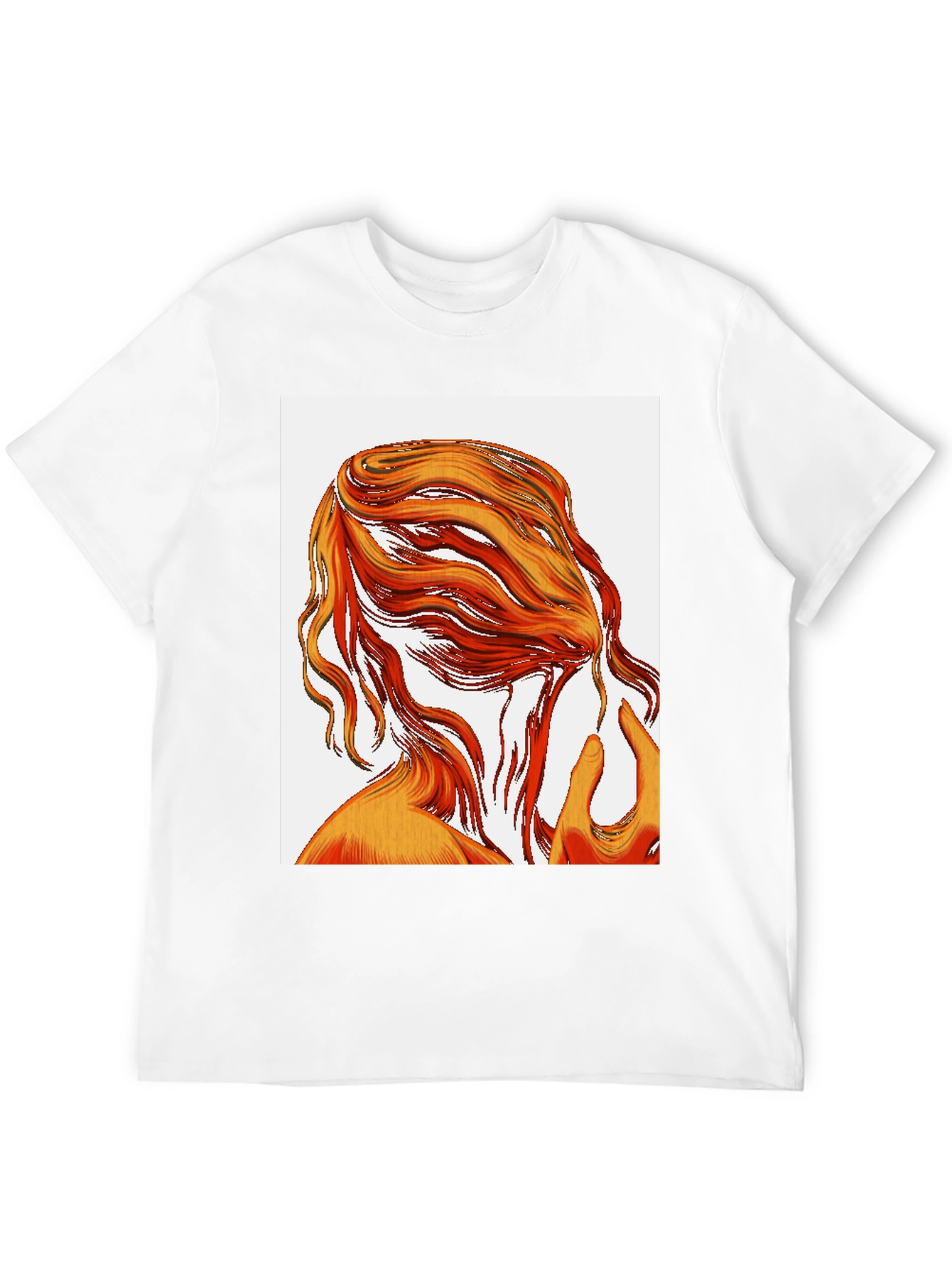Abstract Hair Graphic Tee - Black Cotton T-Shirt