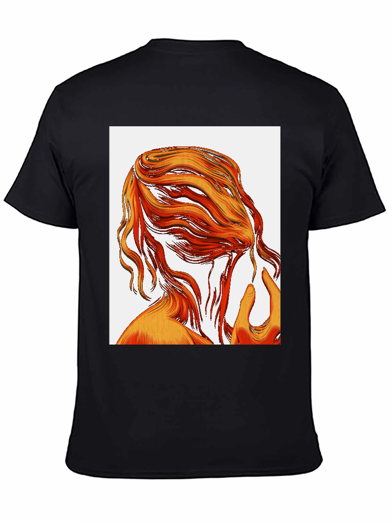 Abstract Hair Graphic Tee - Black Cotton T-Shirt