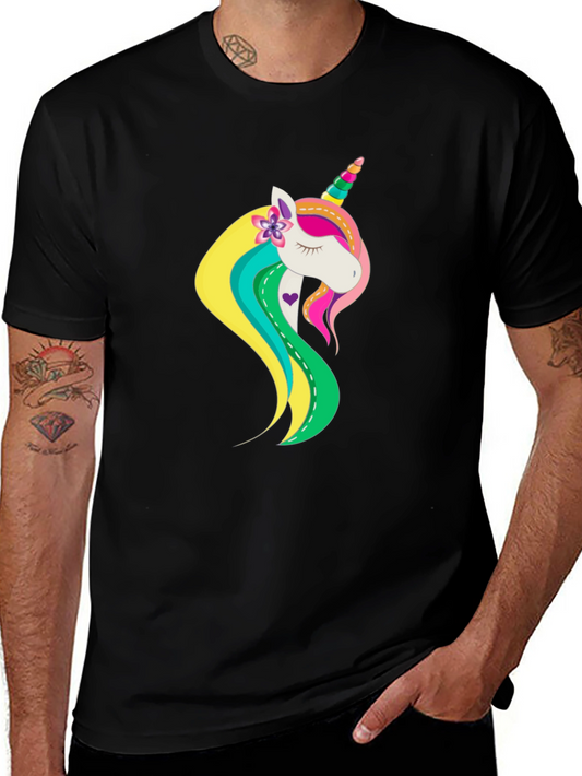Unicorn Graphic T-Shirt - Black Cotton Blend