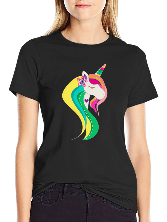 Unicorn Graphic T-Shirt - Black Cotton Blend