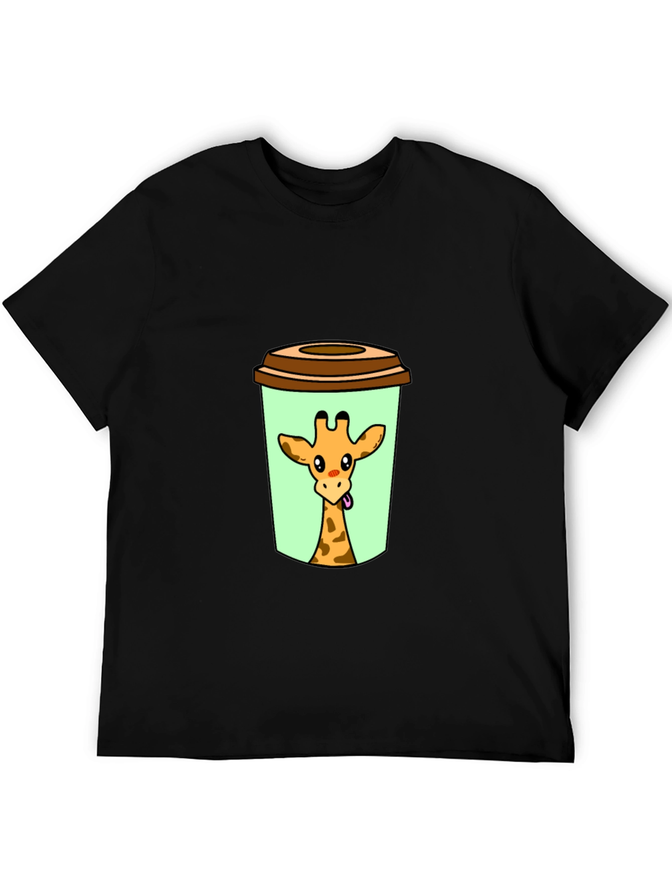 Giraffe in Cup Graphic Tee - Novelty Animal Shirt