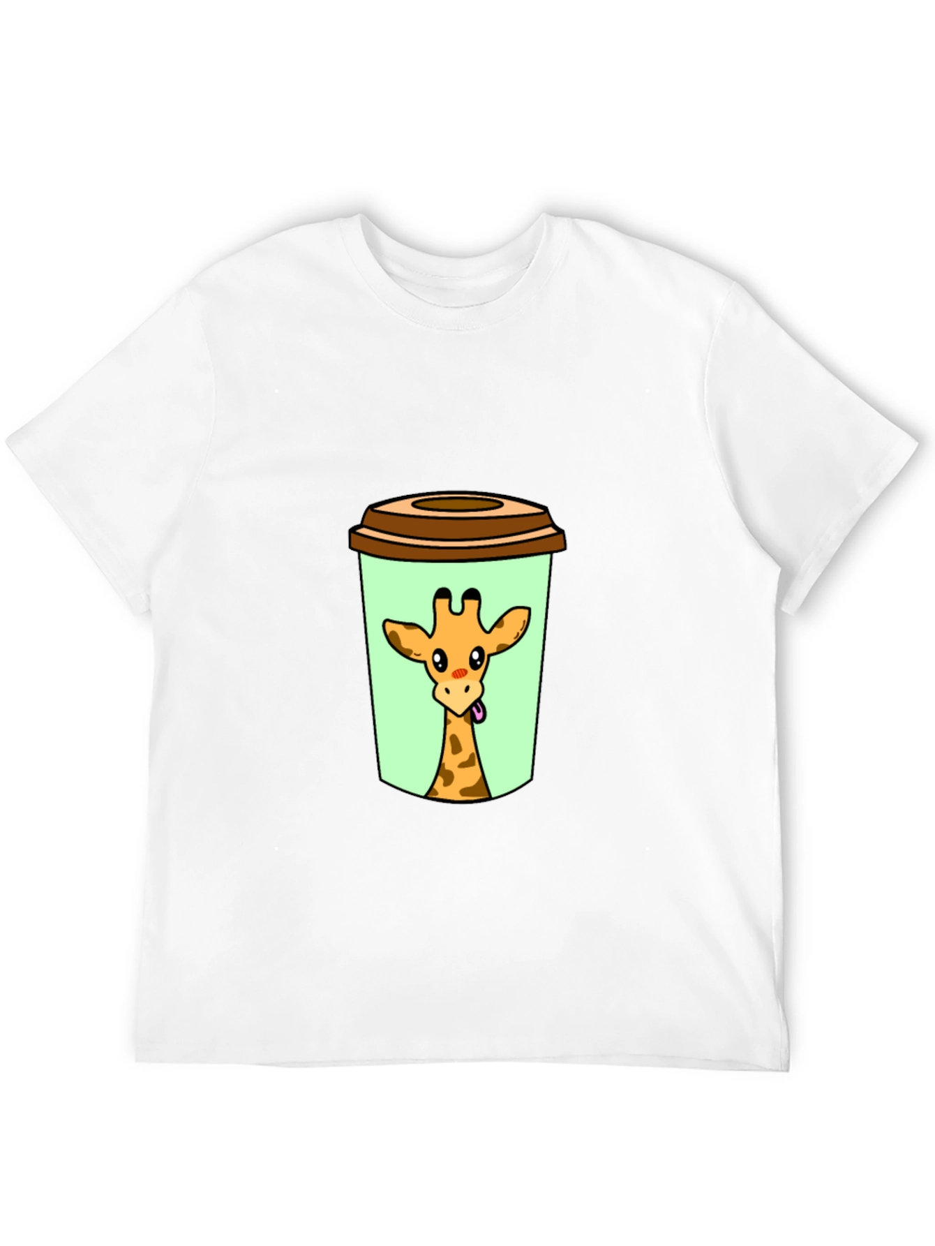 Giraffe in Cup Graphic Tee - Novelty Animal Shirt