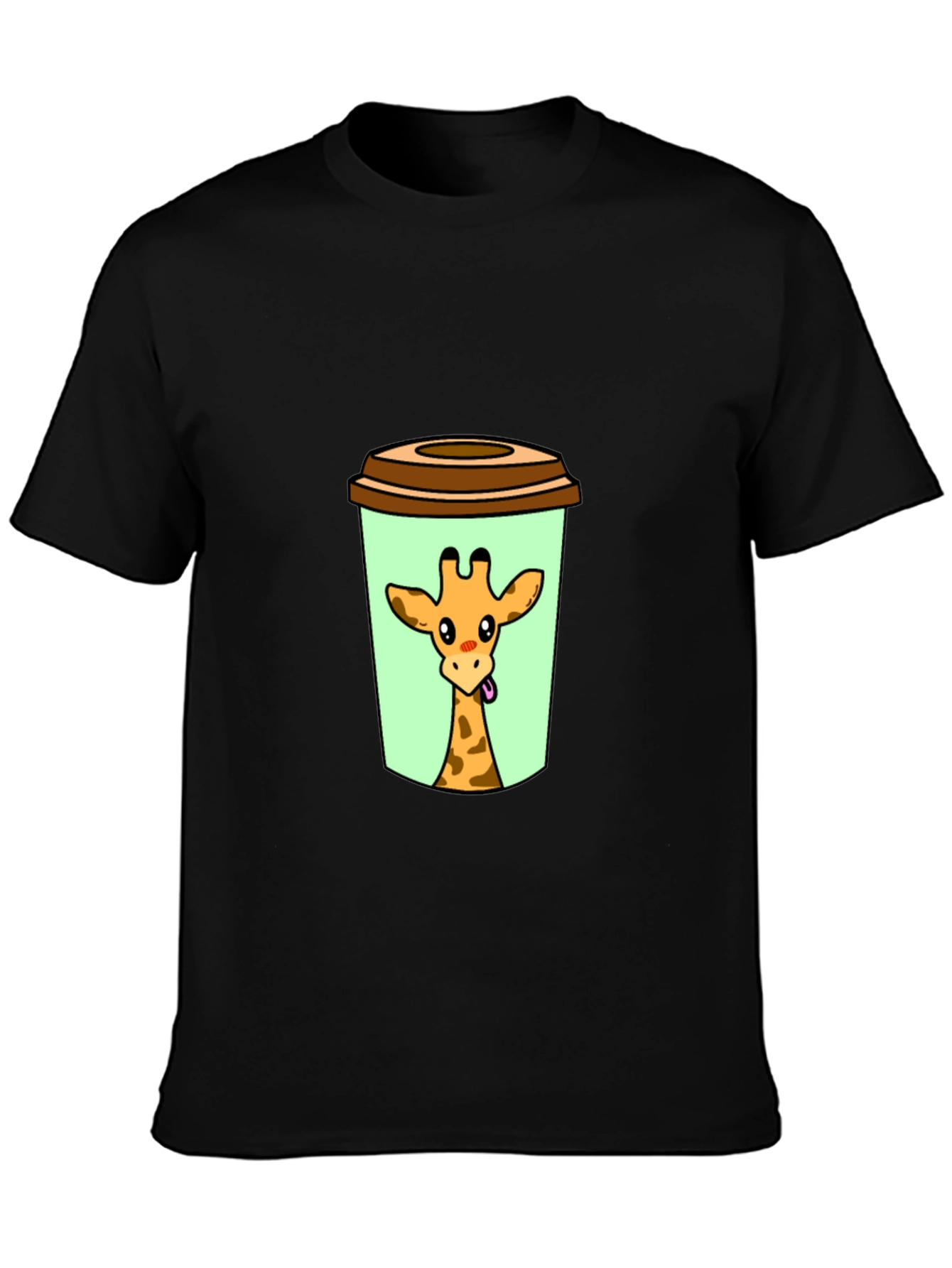 Giraffe in Cup Graphic Tee - Novelty Animal Shirt
