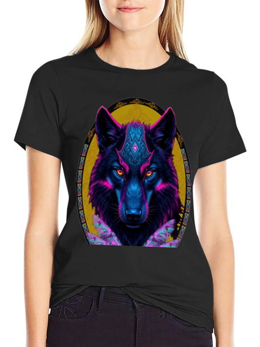 Neon Wolf Graphic Tee - Black T-Shirt