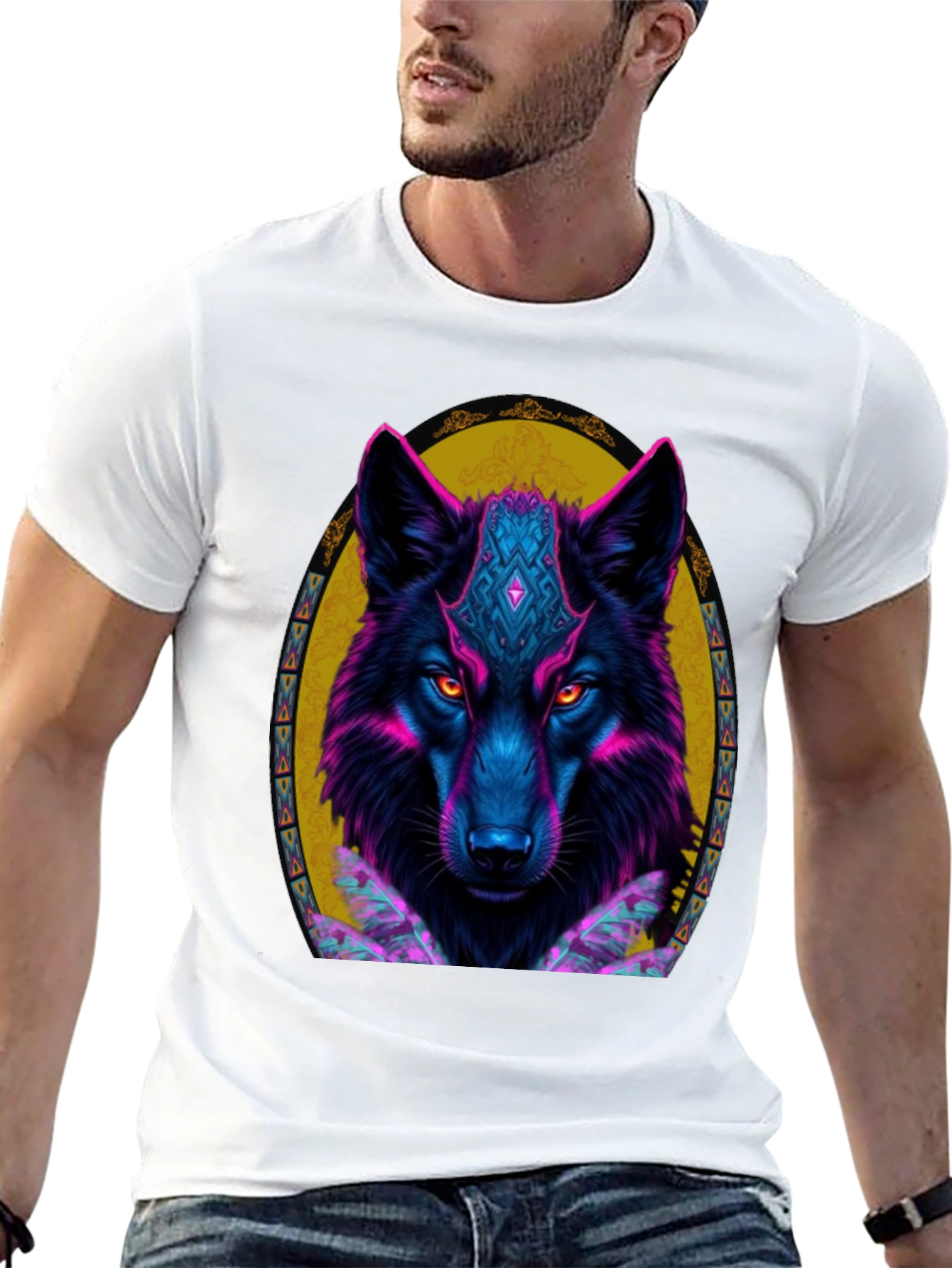 Neon Wolf Graphic Tee - Black T-Shirt