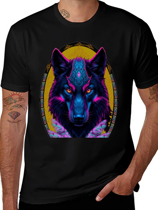 Neon Wolf Graphic Tee - Black T-Shirt