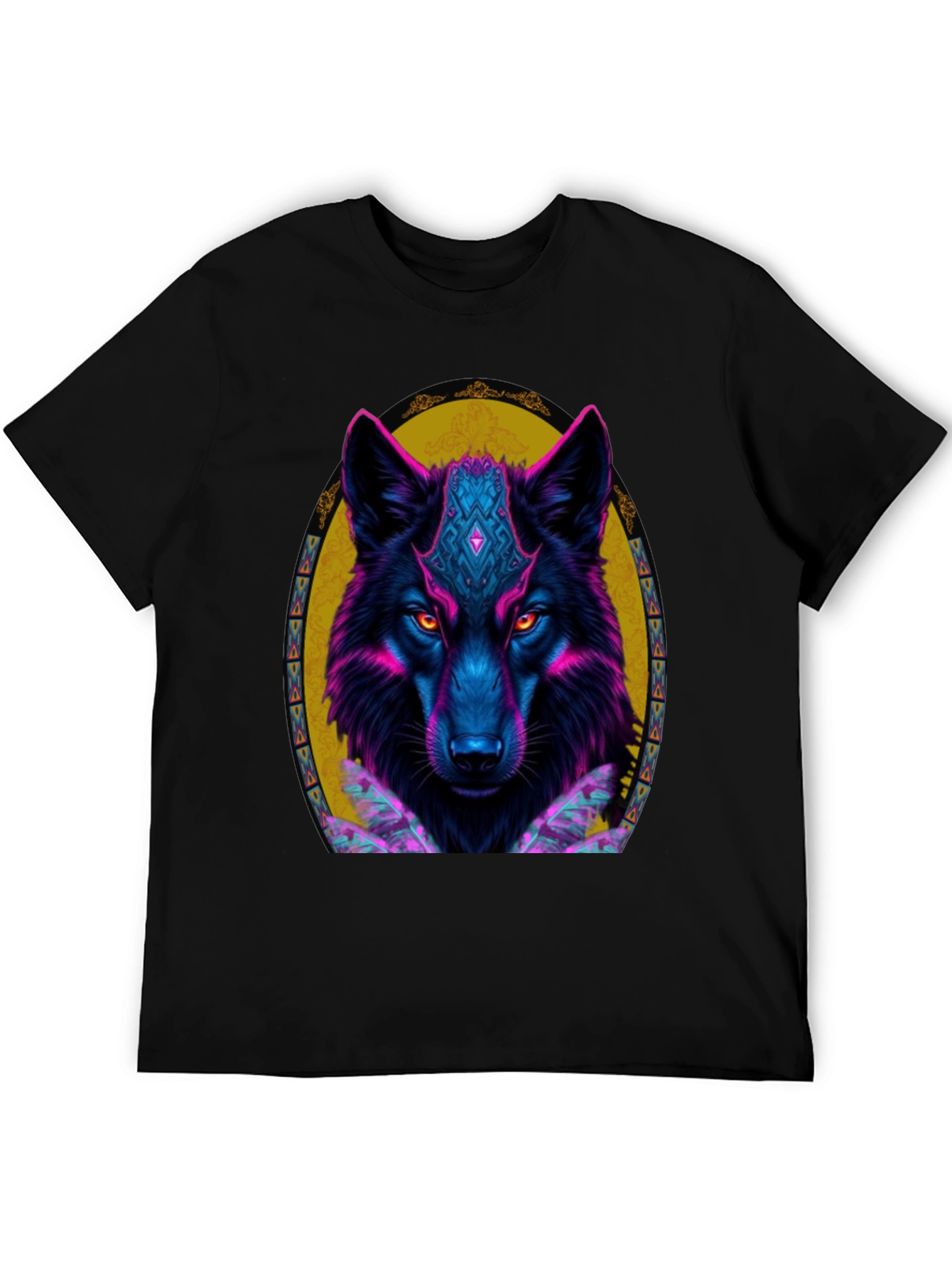 Neon Wolf Graphic Tee - Black T-Shirt