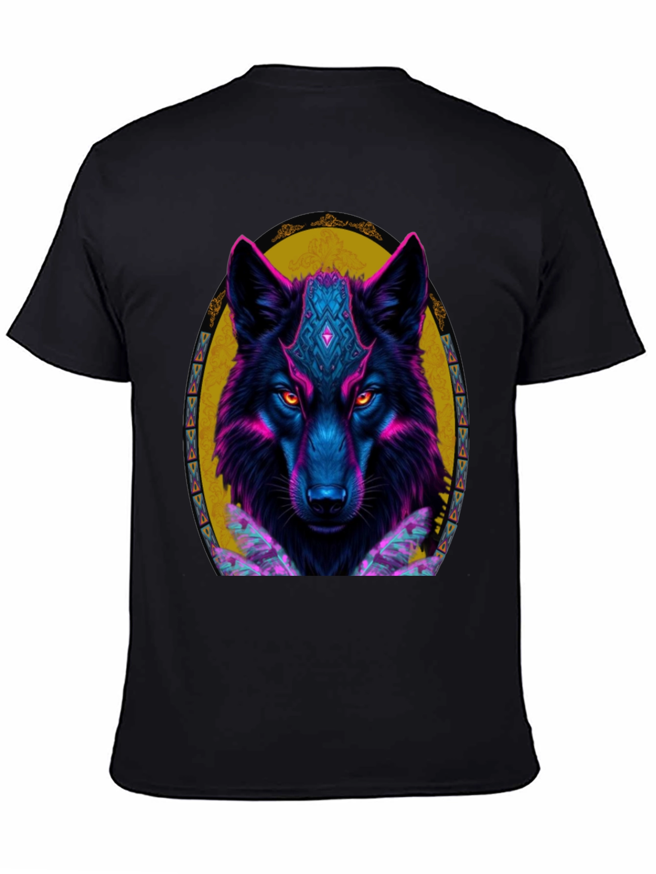 Neon Wolf Graphic Tee - Black T-Shirt