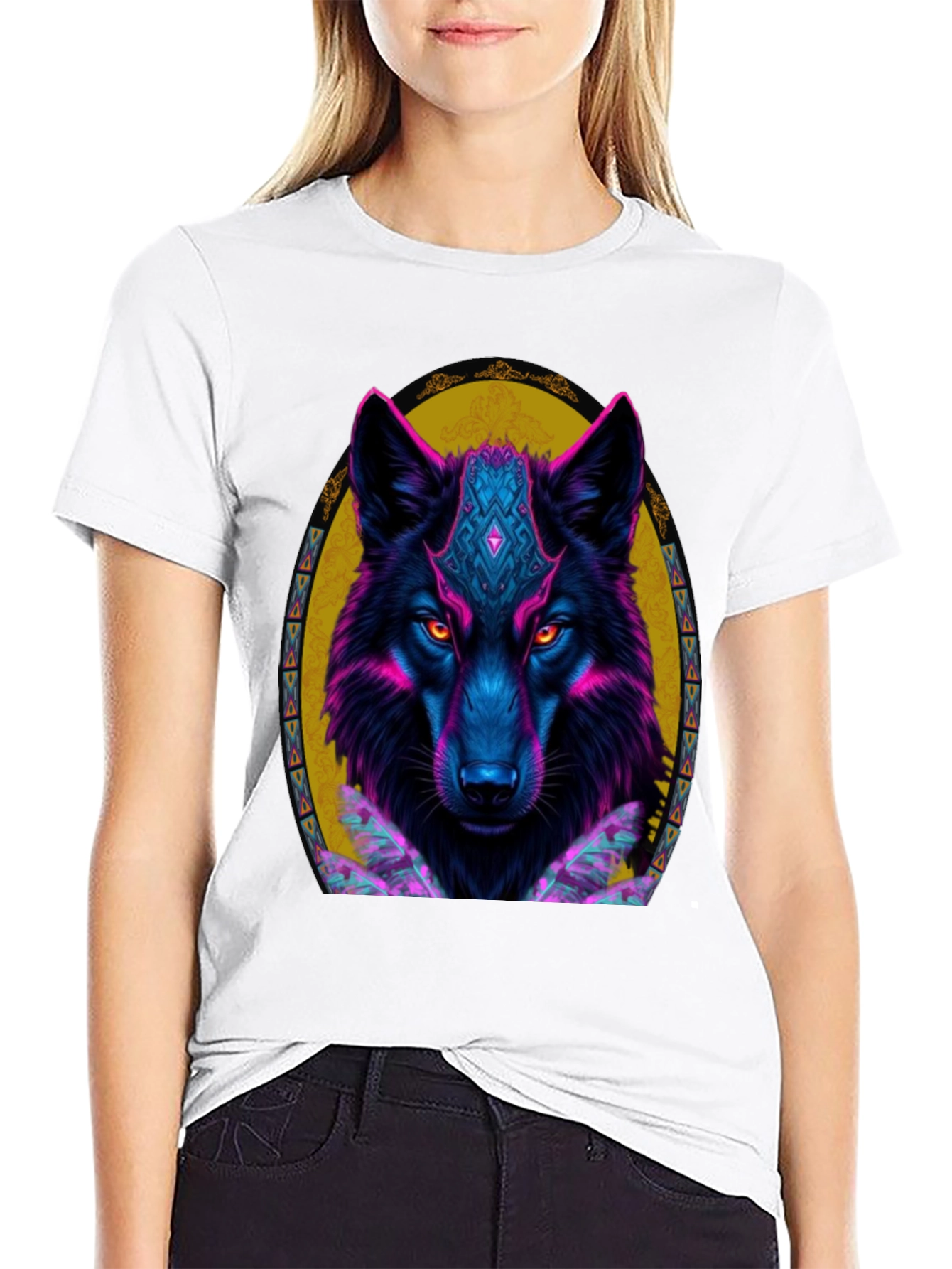 Neon Wolf Graphic Tee - Black T-Shirt