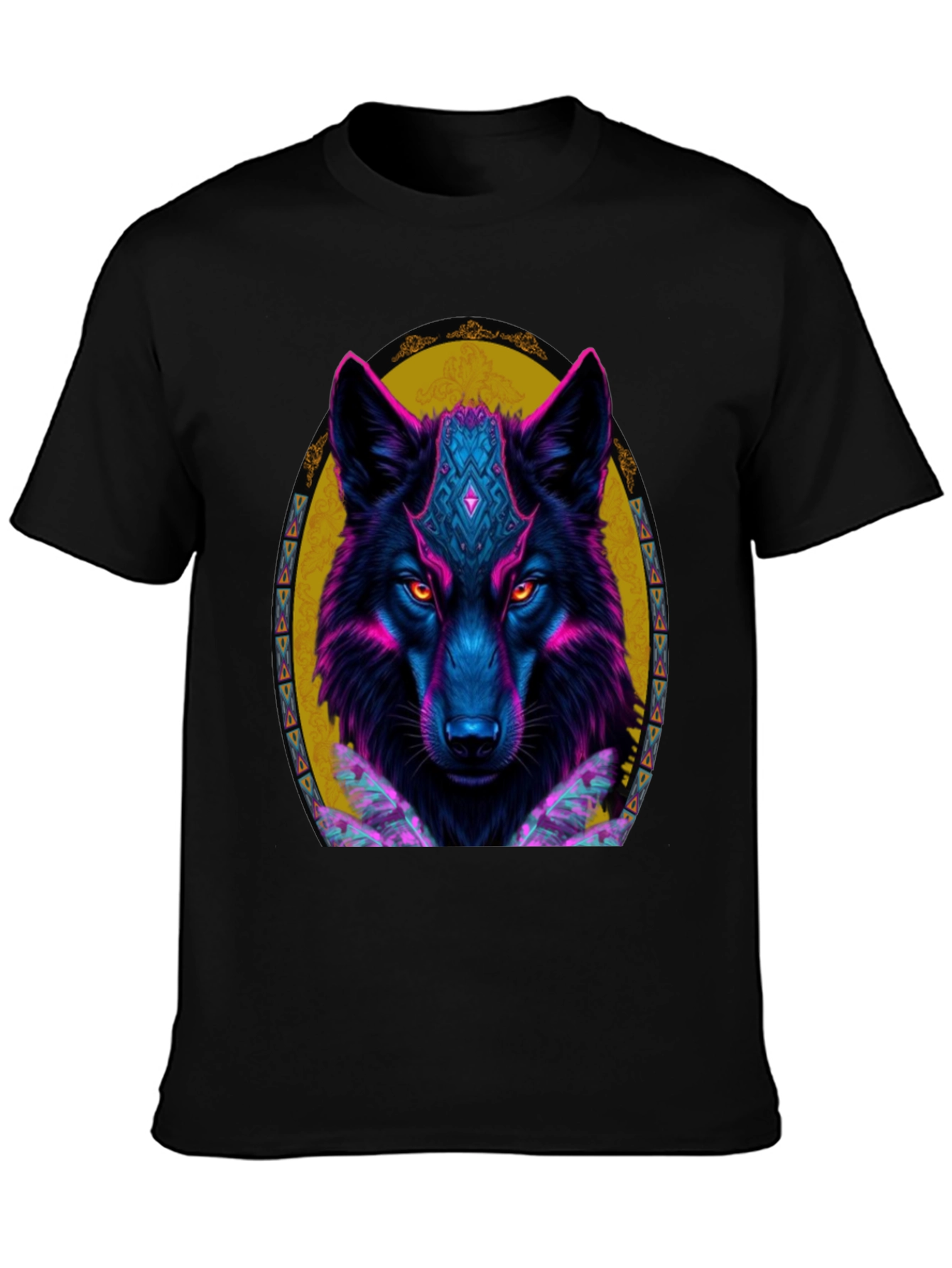 Neon Wolf Graphic Tee - Black T-Shirt