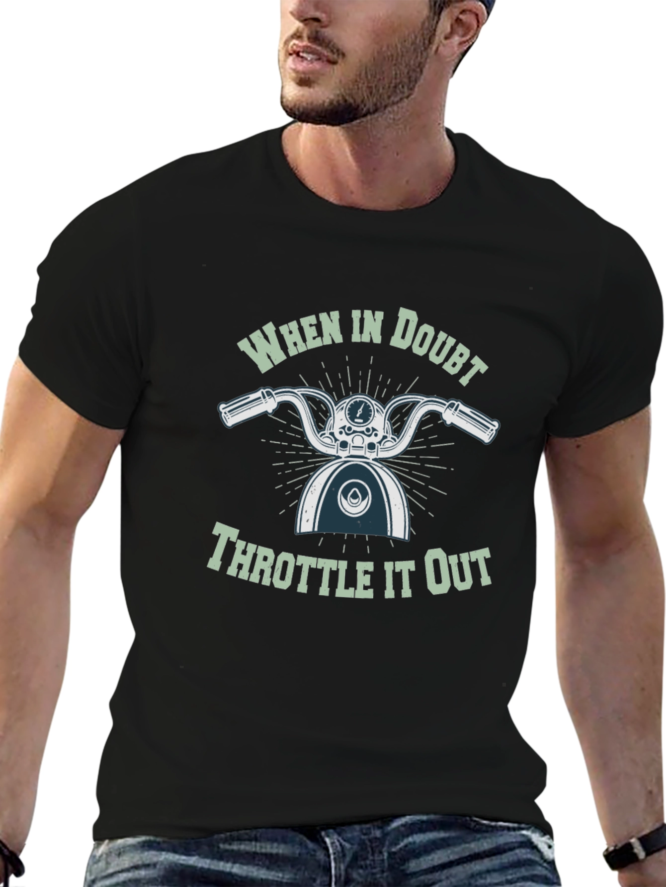 When in Doubt Throttle It Out Black Tee