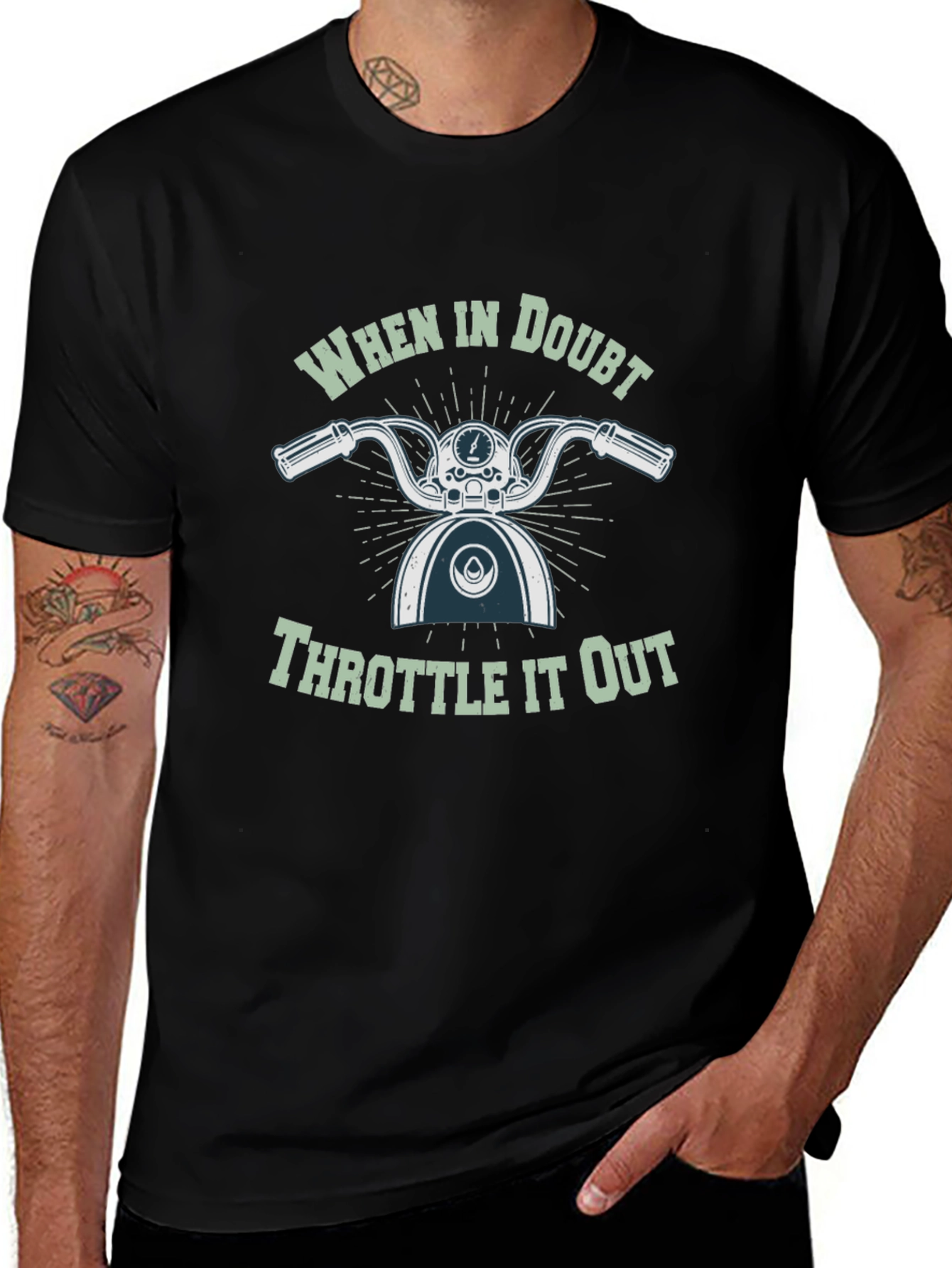 When in Doubt Throttle It Out Black Tee
