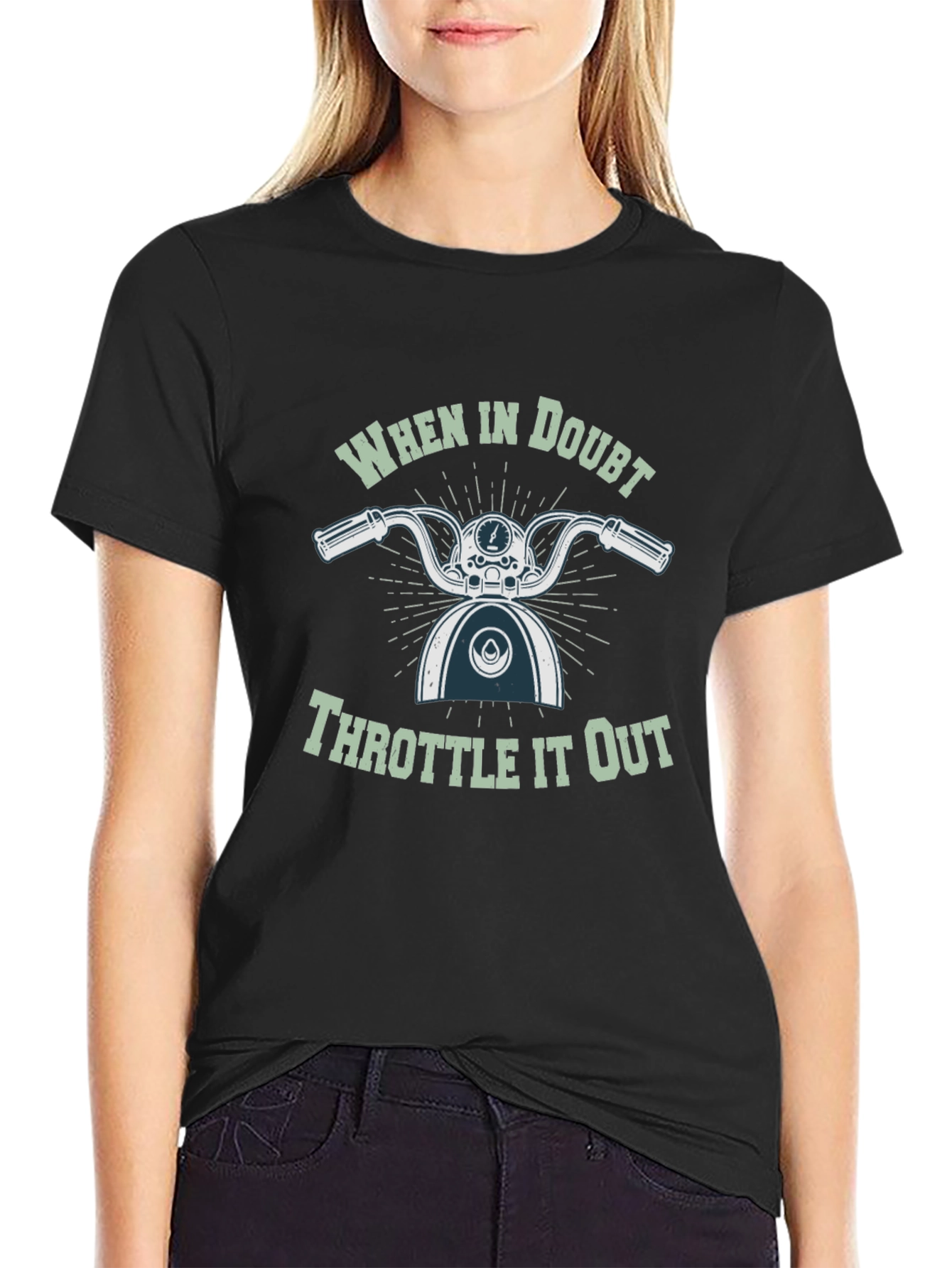 When in Doubt Throttle It Out Black Tee