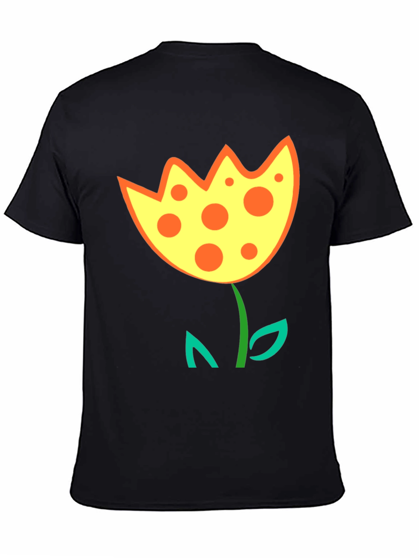 Funky Flower Graphic T-Shirt - Black Cotton Tee